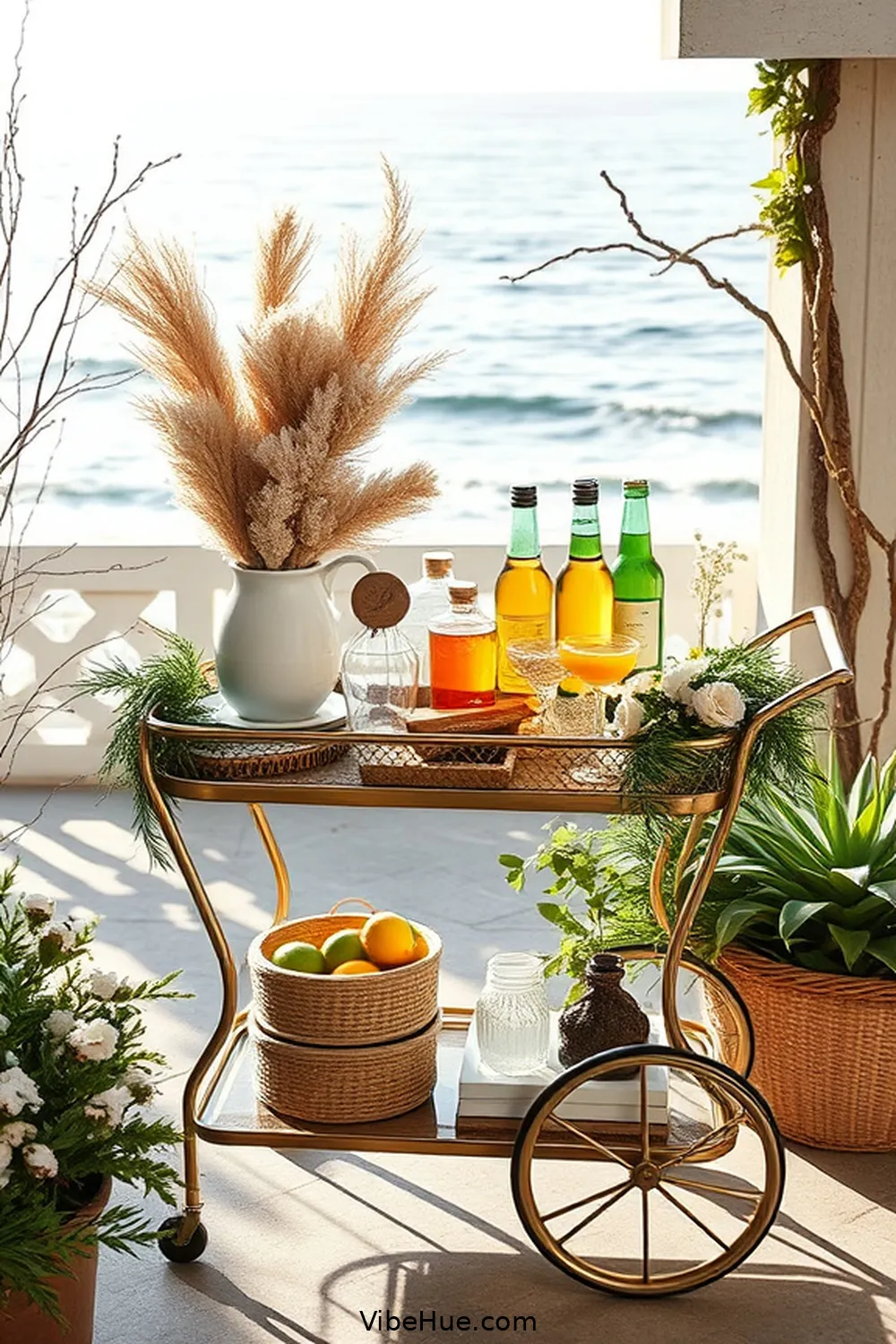 17 Tips for a Coastal Style Winter Outdoor Patio 15 Use a Bar Cart for Refreshments for 17 Tips for a Coastal Style Winter Outdoor Patio