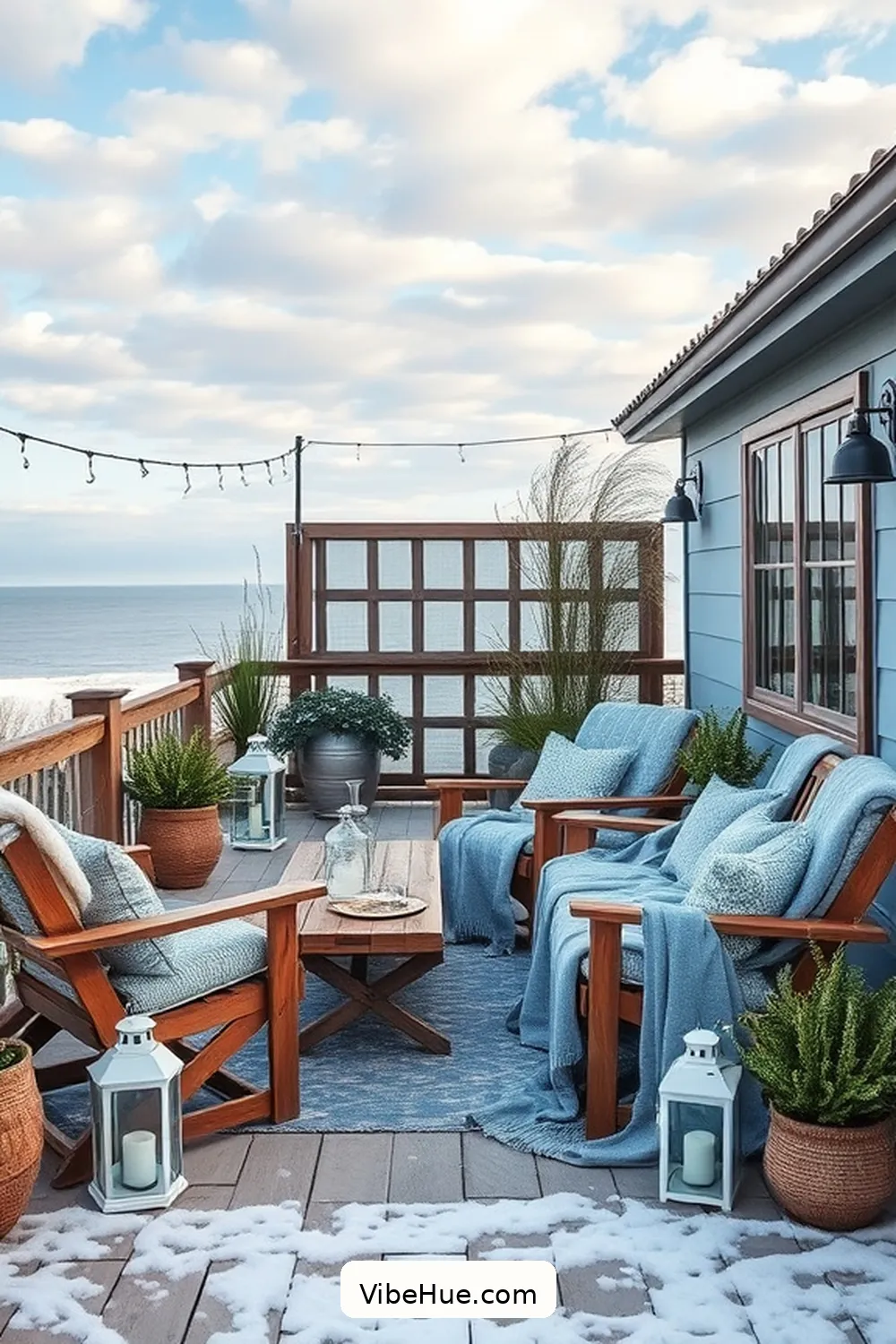 17 Tips for a Coastal Style Winter Outdoor Patio 8 Utilize Rustic Wood Furniture for 17 Tips for a Coastal Style Winter Outdoor Patio