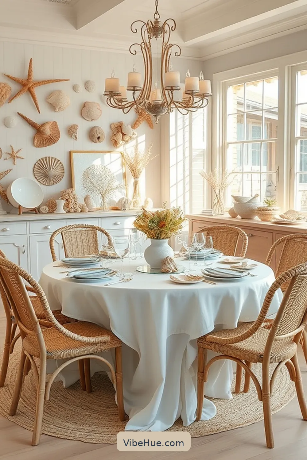 17 Ways to Create a Coastal Style Summer Dining Room 14 Add Shells or Sand in Decor for 17 Ways to Create a Coastal Style Summer Dining Room