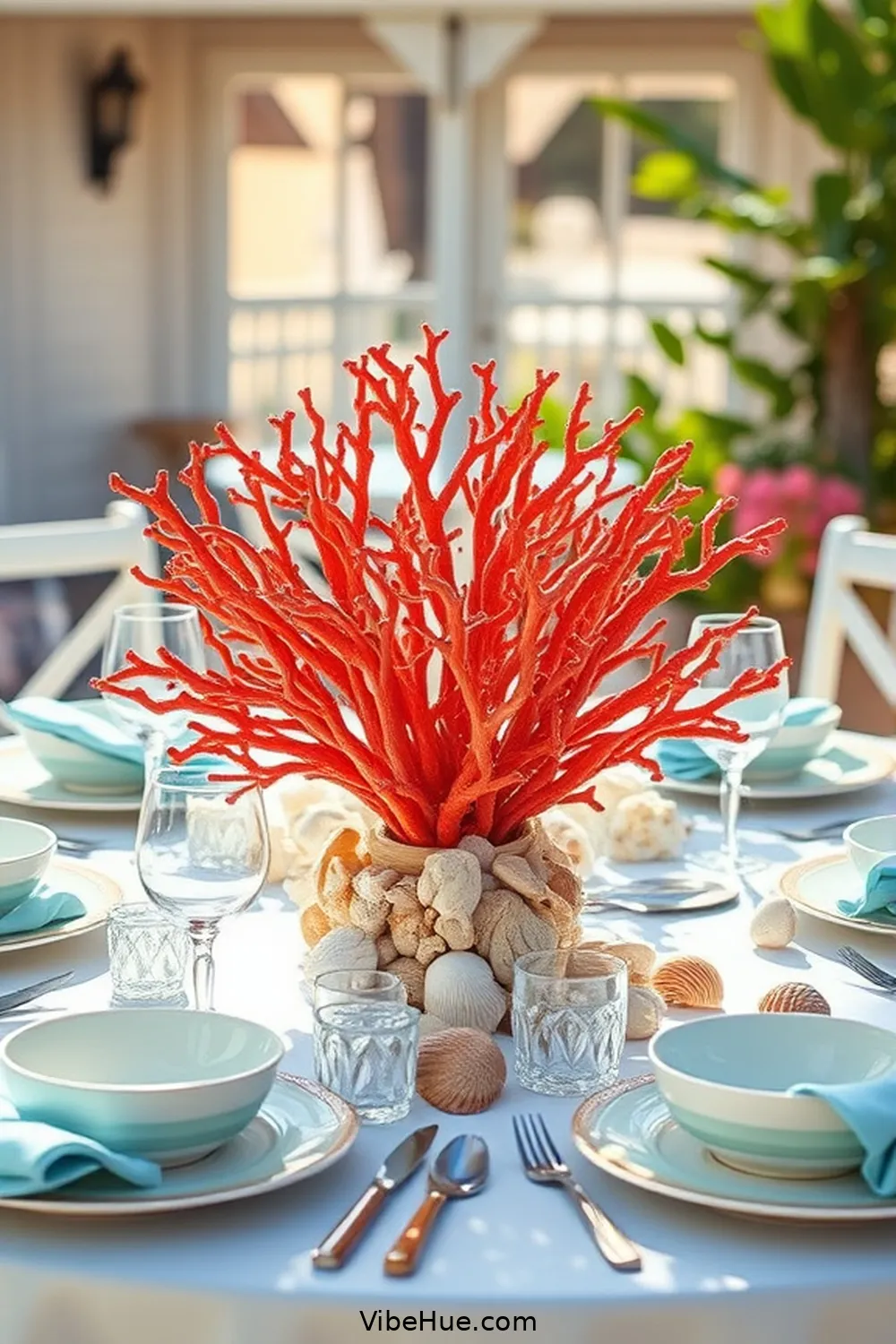 17 Ways to Create a Coastal Style Summer Dining Room 11 Choose a Beachy Centerpiece for 17 Ways to Create a Coastal Style Summer Dining Room