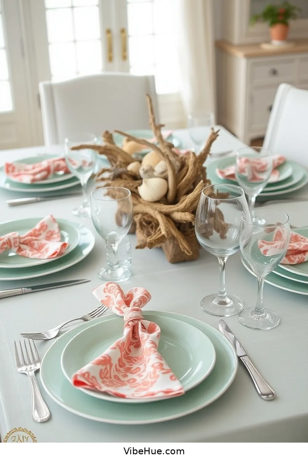 17 Ways to Create a Coastal Style Summer Dining Room 4 Use Coastal-Inspired Tableware for 17 Ways to Create a Coastal Style Summer Dining Room