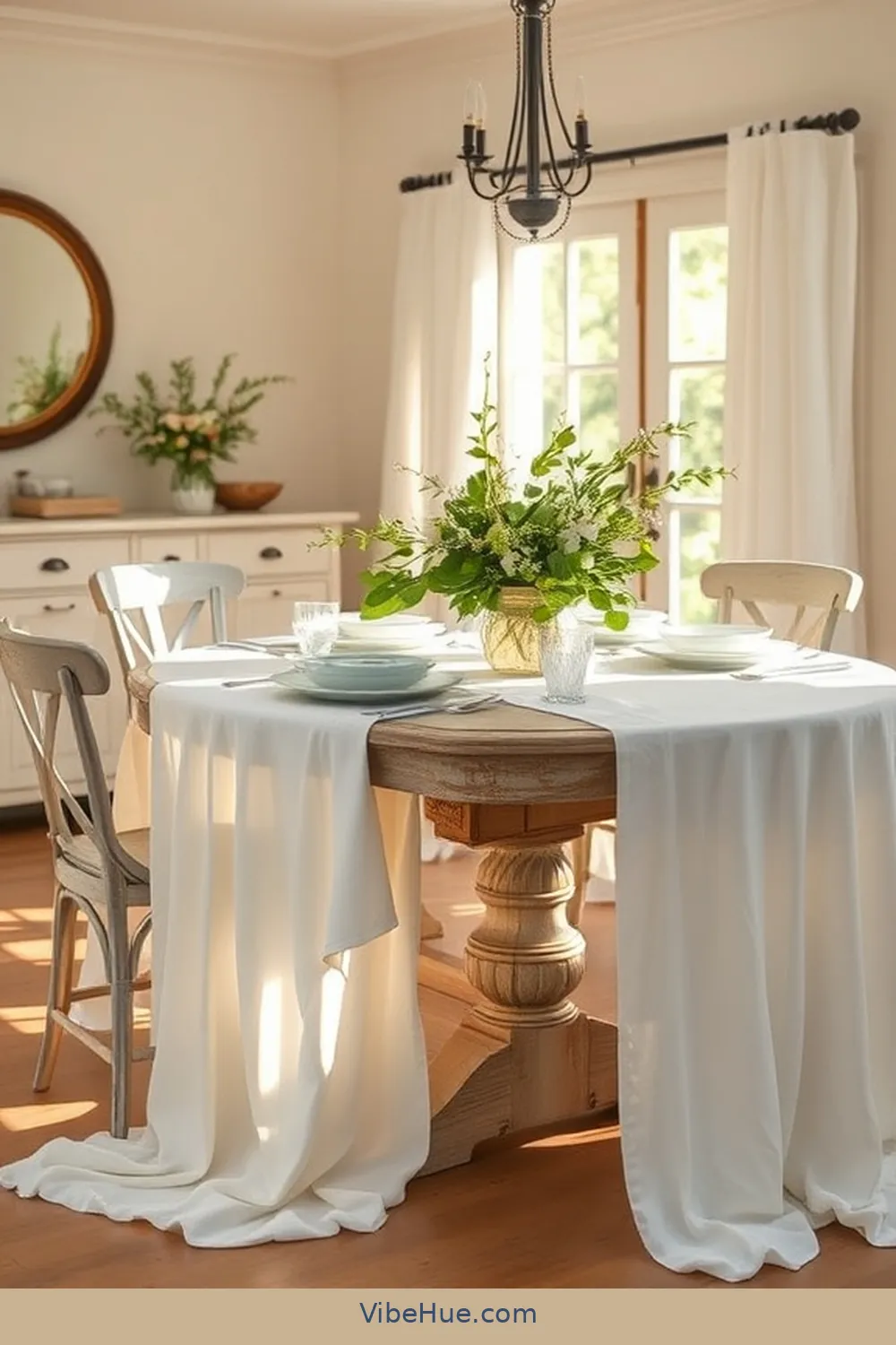 17 Ways to Create a Coastal Style Summer Dining Room 9 Utilize Light Fabrics for Table Linens for 17 Ways to Create a Coastal Style Summer Dining Room
