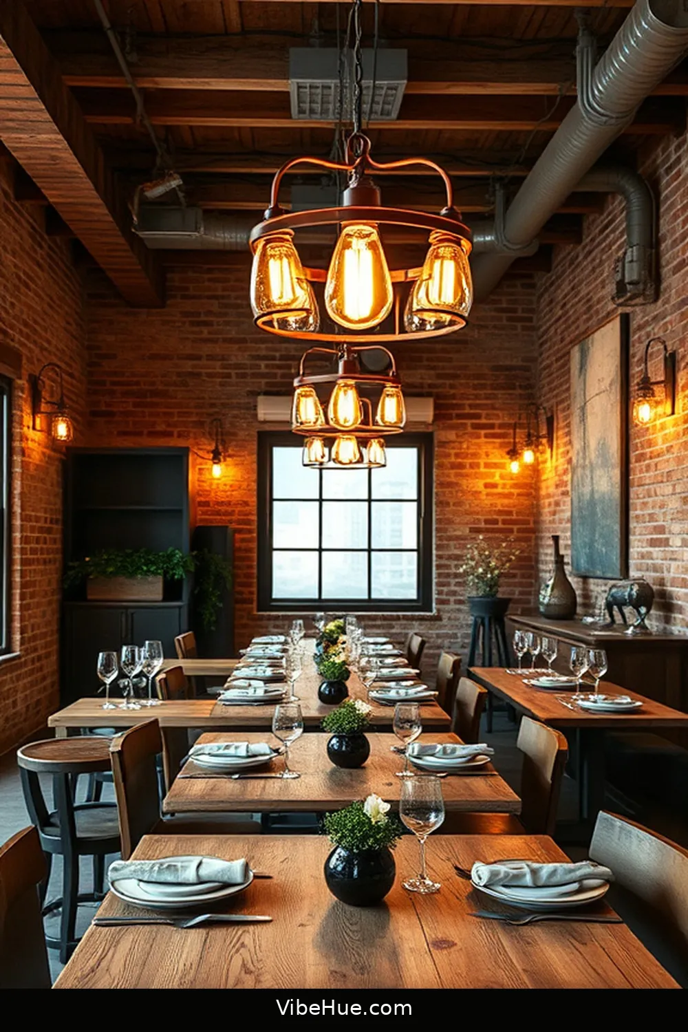 17 Ways to Create an Industrial Style Fall Dining Room 5 Add Vintage Lighting Fixtures for 17 Ways to Create an Industrial Style Fall Dining Room