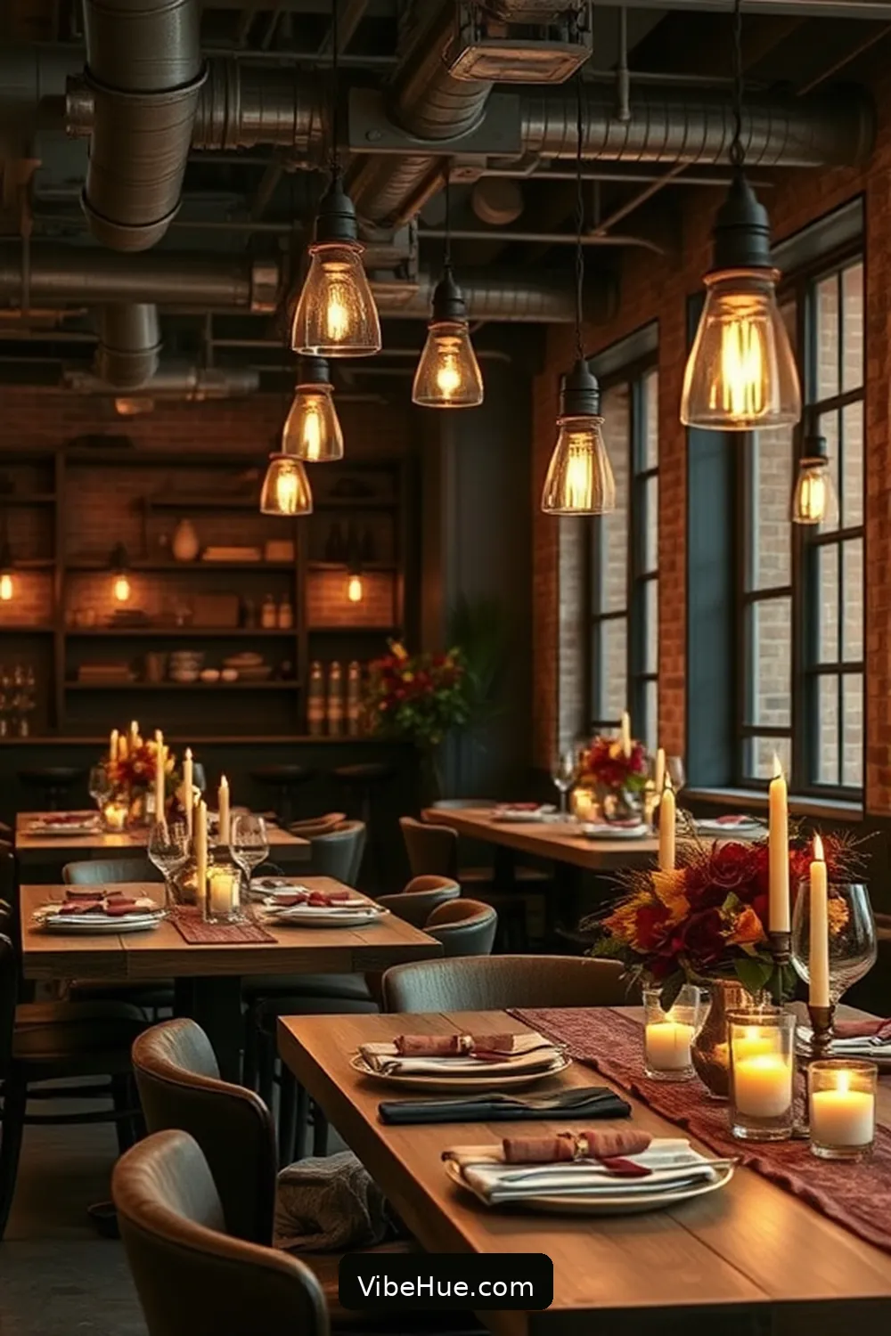 17 Ways to Create an Industrial Style Fall Dining Room 18 Create a Cozy Ambiance With Warm Lighting for 17 Ways to Create an Industrial Style Fall Dining Room