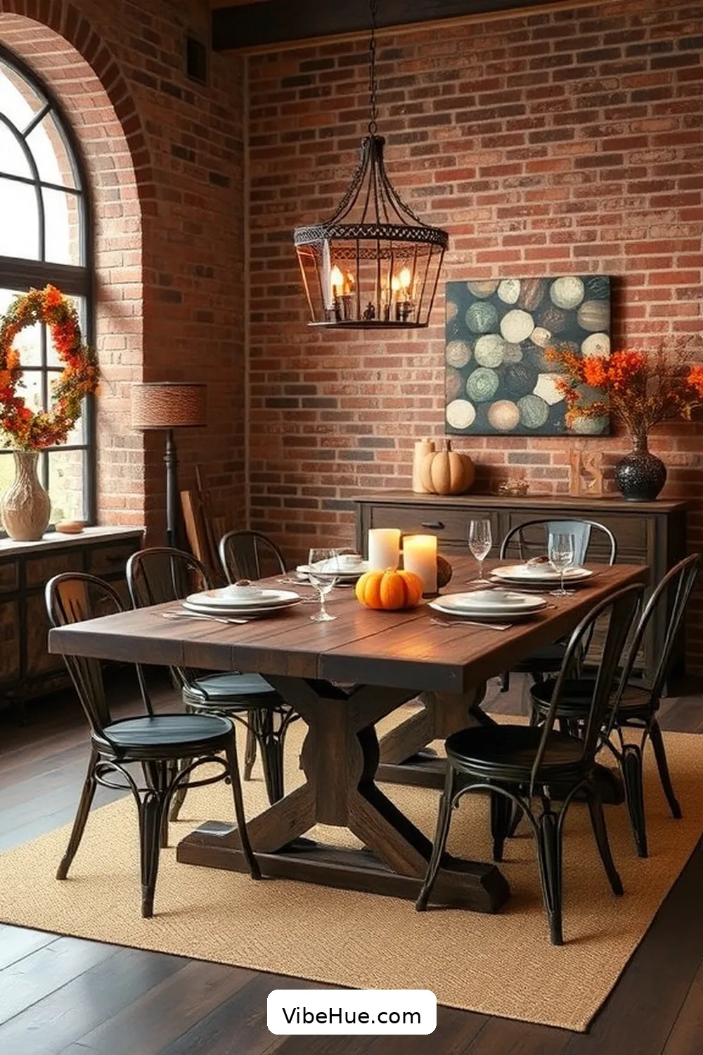 17 Ways to Create an Industrial Style Fall Dining Room 2 Embrace Exposed Brick Walls for 17 Ways to Create an Industrial Style Fall Dining Room