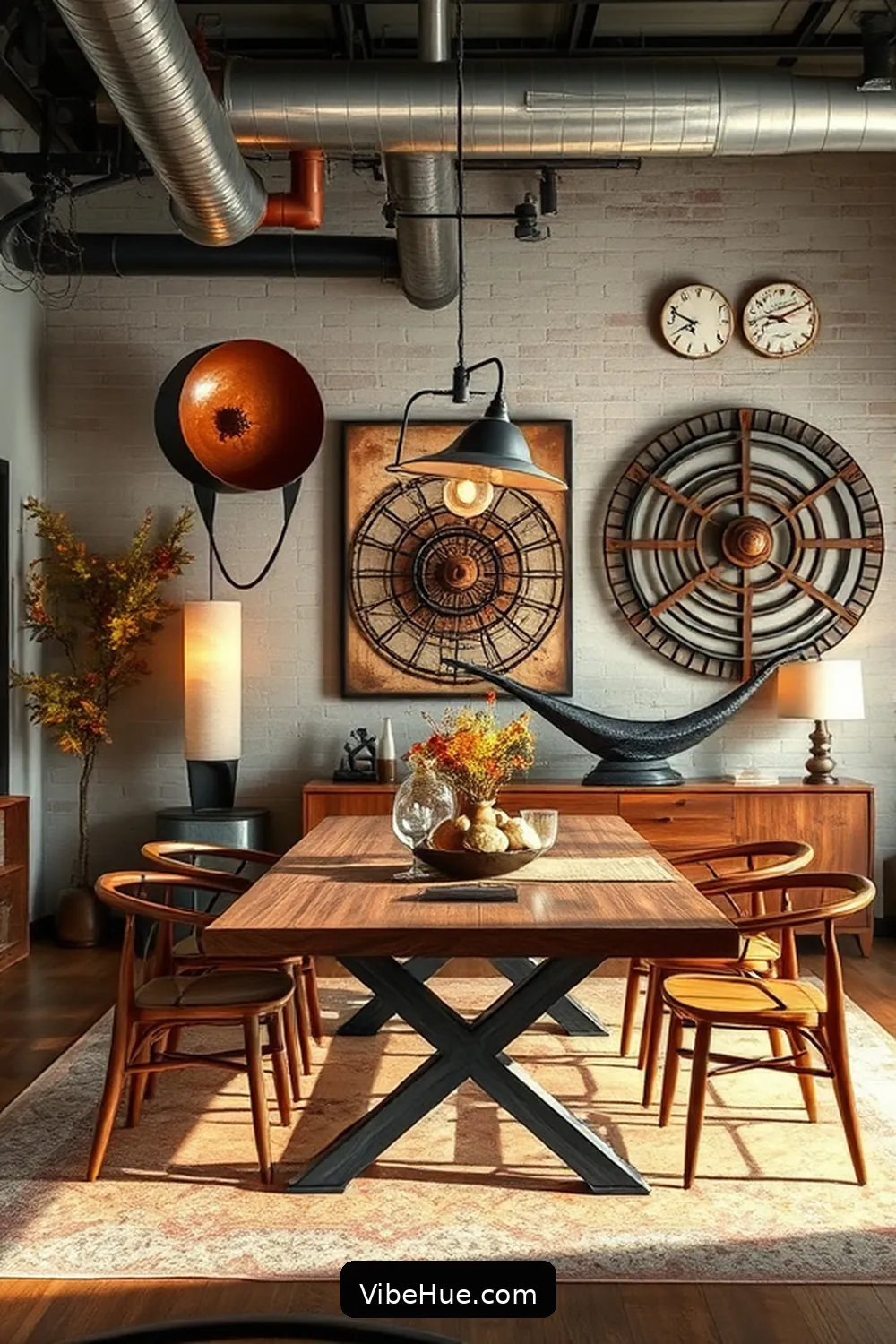 17 Ways to Create an Industrial Style Fall Dining Room 14 Feature Unique Artwork or Decor for 17 Ways to Create an Industrial Style Fall Dining Room