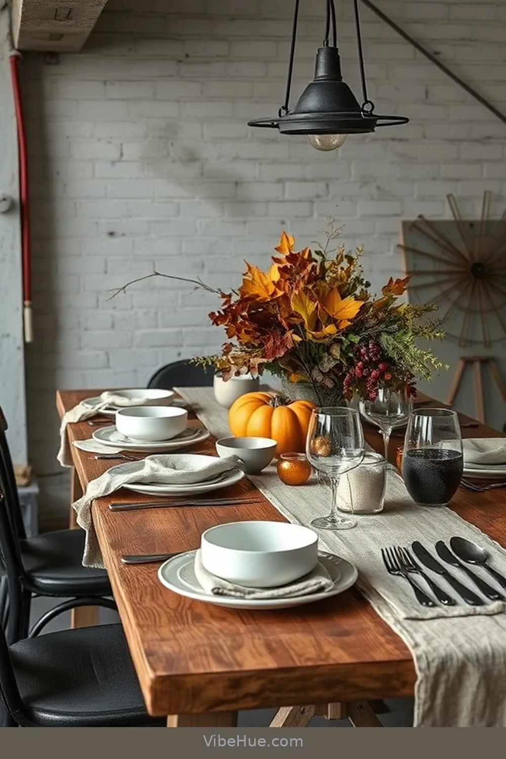 17 Ways to Create an Industrial Style Fall Dining Room 12 Opt for Minimalistic Table Settings for 17 Ways to Create an Industrial Style Fall Dining Room