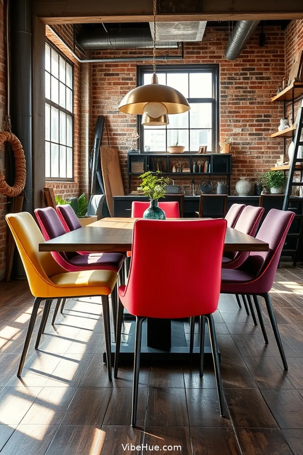 17 Ways to Infuse Spring Into Your Industrial Style Dining Room 5 Add Colorful Dining Chairs for 17 Ways to Infuse Spring Into Your Industrial Style Dining Room