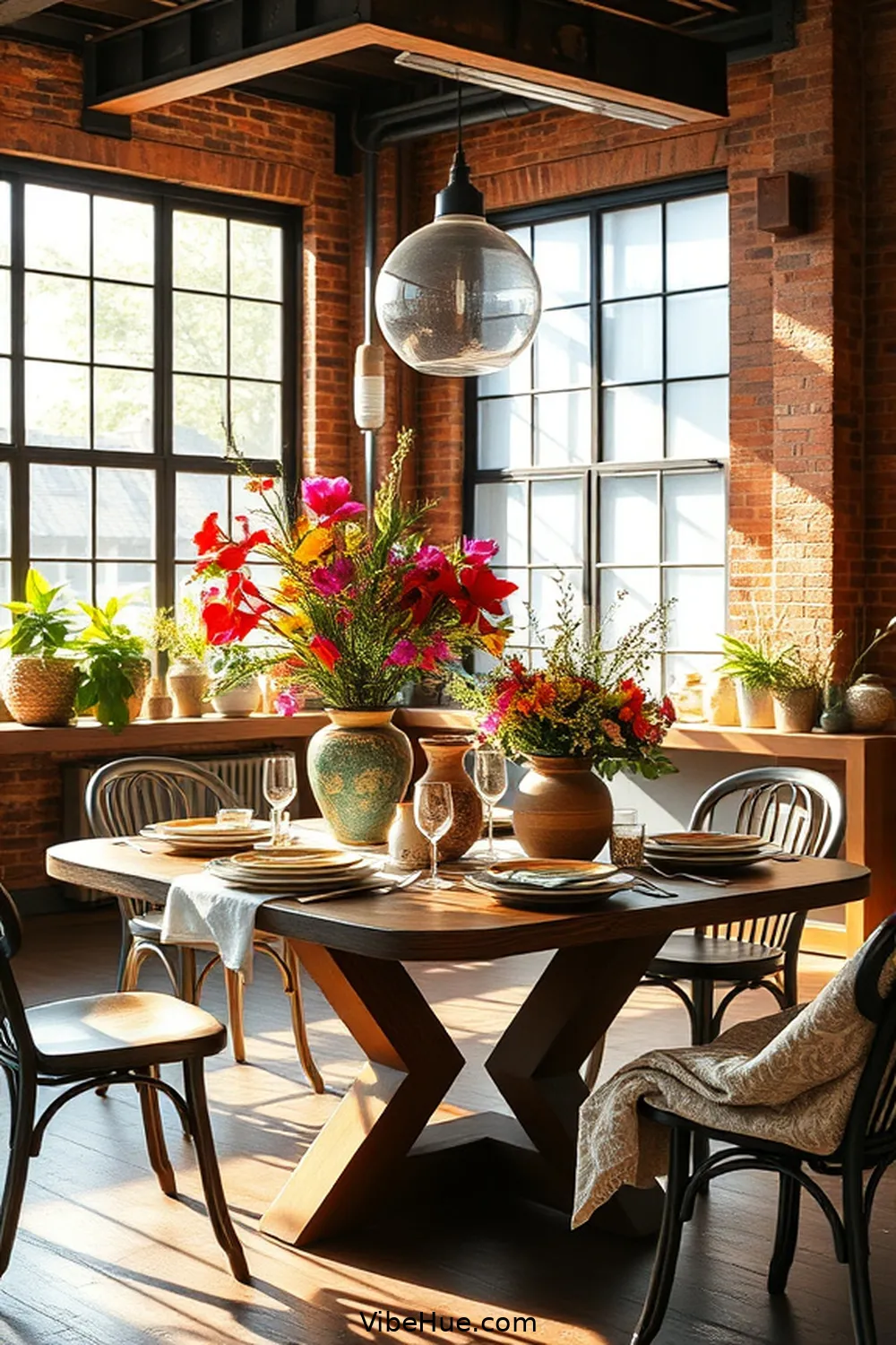 17 Ways to Infuse Spring Into Your Industrial Style Dining Room 10 Experiment With Bold Table Settings for 17 Ways to Infuse Spring Into Your Industrial Style Dining Room