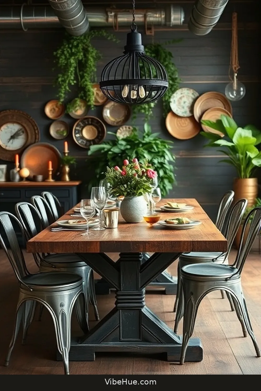 17 Ways to Infuse Spring Into Your Industrial Style Dining Room 14 Use Vintage Finds for Unique Decor for 17 Ways to Infuse Spring Into Your Industrial Style Dining Room