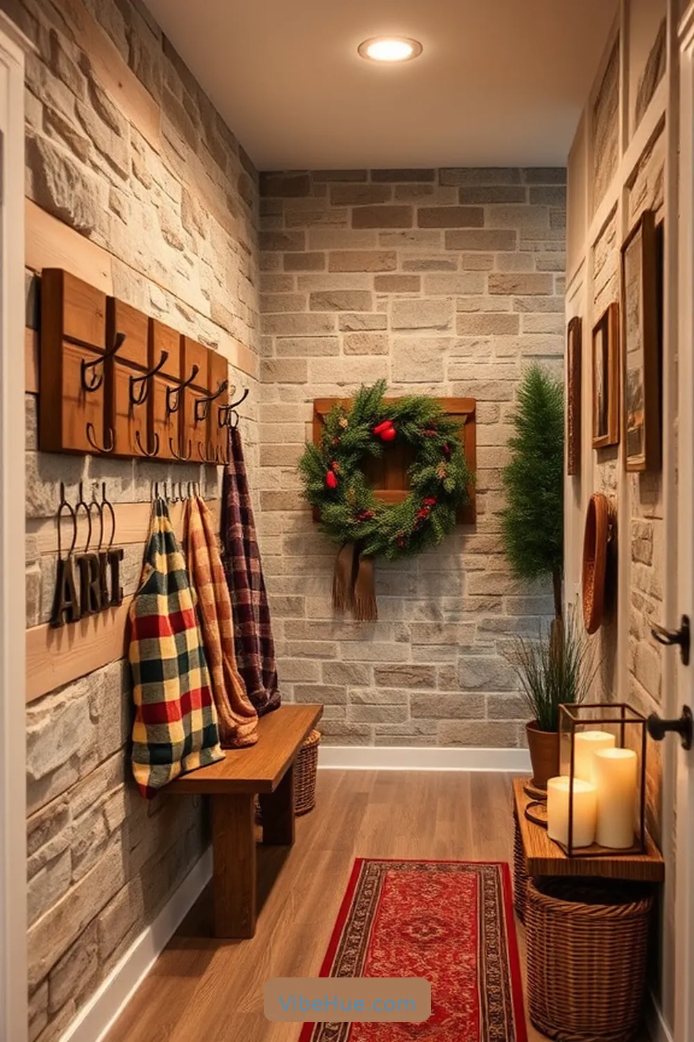18 Cozy Ideas for a Rustic Winter Hallway Style 9 Display Rustic Wall Hooks for 18 Cozy Ideas for a Rustic Winter Hallway Style