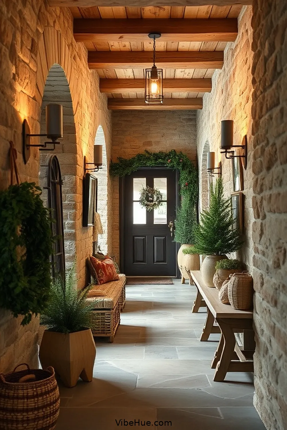 18 Cozy Ideas for a Rustic Winter Hallway Style 16 Incorporate Stone Accents for 18 Cozy Ideas for a Rustic Winter Hallway Style