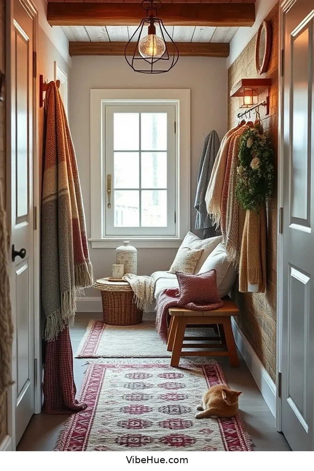 18 Cozy Ideas for a Rustic Winter Hallway Style 3 Incorporate Warm Textiles for 18 Cozy Ideas for a Rustic Winter Hallway Style