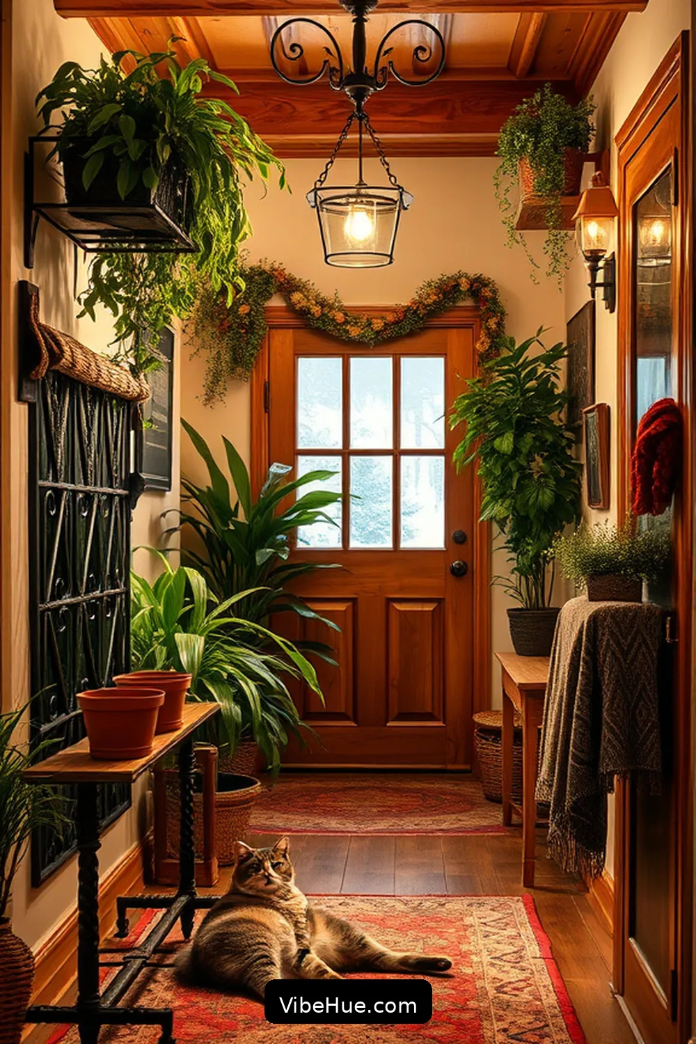 18 Cozy Ideas for a Rustic Winter Hallway Style 11 Introduce Indoor Plants for 18 Cozy Ideas for a Rustic Winter Hallway Style