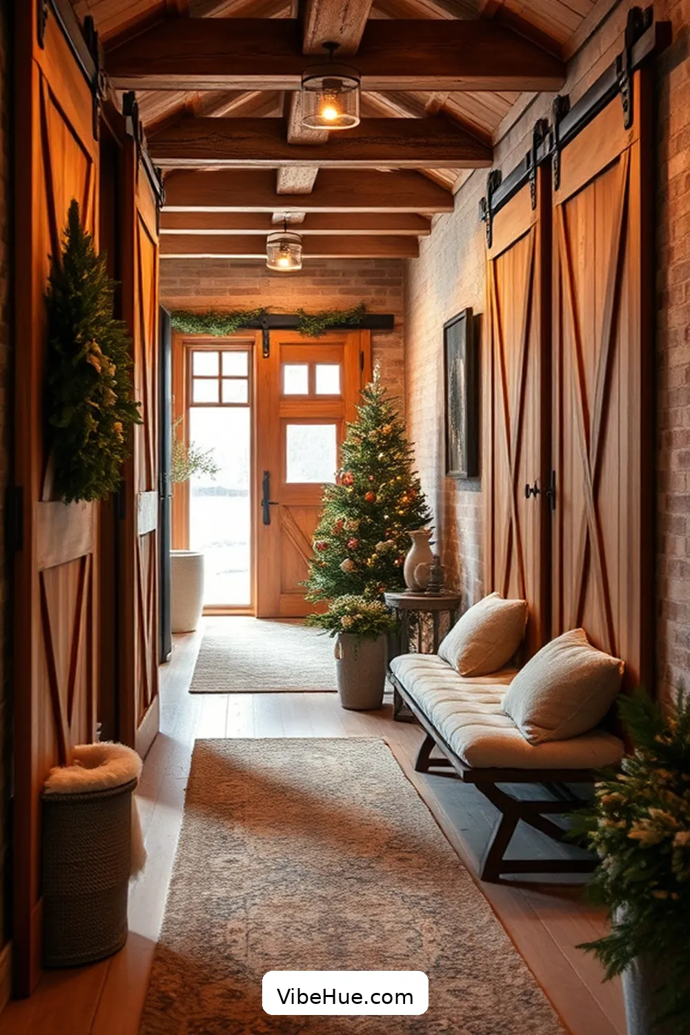 18 Cozy Ideas for a Rustic Winter Hallway Style 15 Opt for Barn Doors for 18 Cozy Ideas for a Rustic Winter Hallway Style