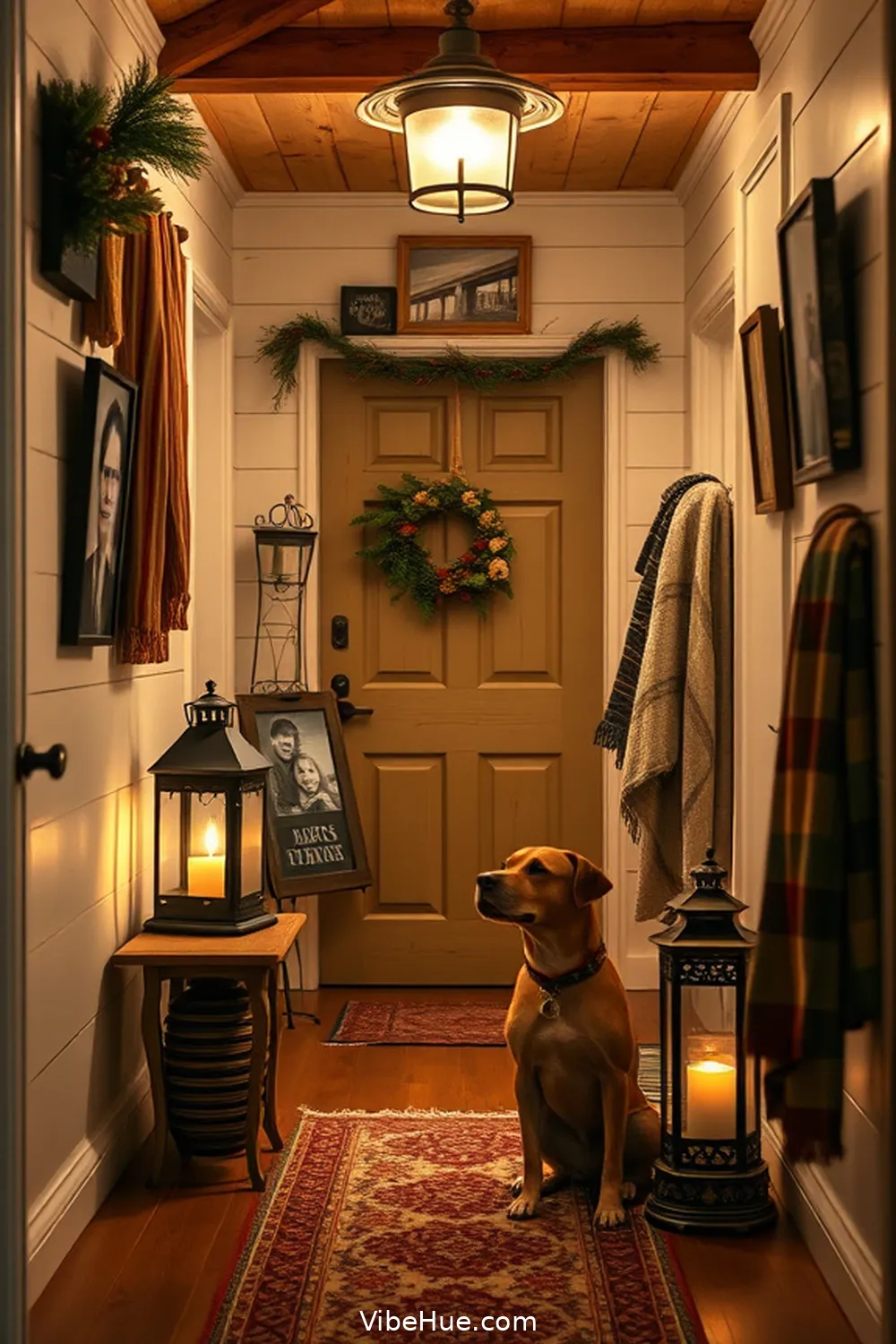 18 Cozy Ideas for a Rustic Winter Hallway Style 19 Personalize With Family Photos for 18 Cozy Ideas for a Rustic Winter Hallway Style