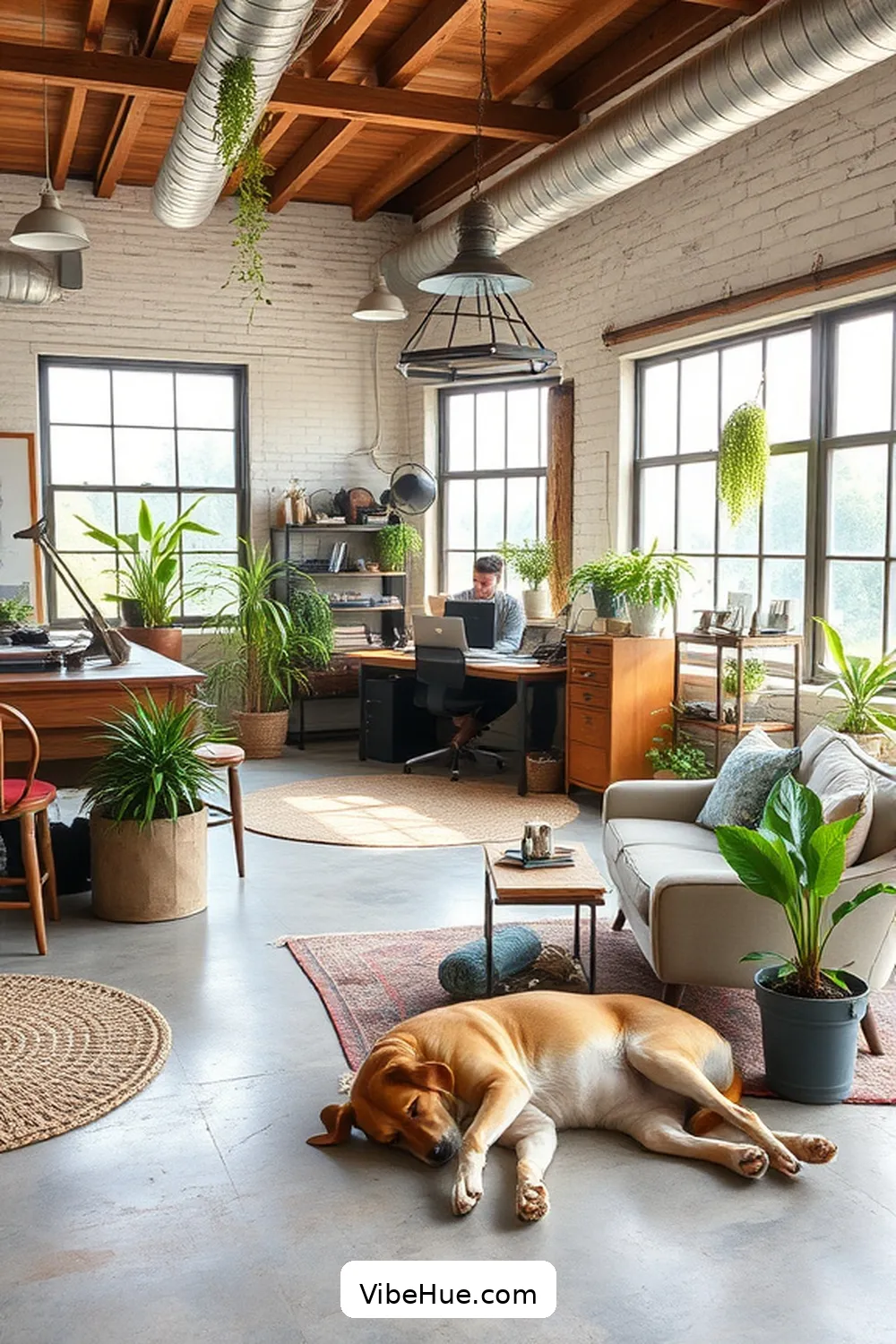 Embrace Open Spaces for 18 Key Elements for a Summer Home Office in Industrial Style