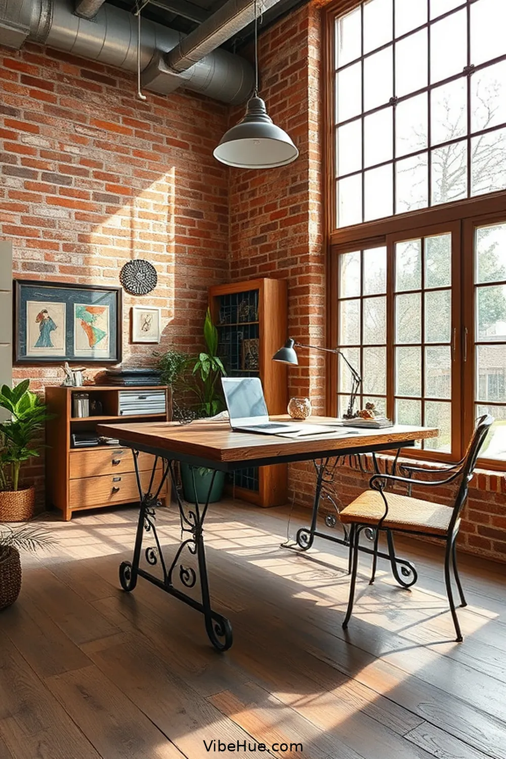 Incorporate Raw Materials for 18 Key Elements for a Summer Home Office in Industrial Style