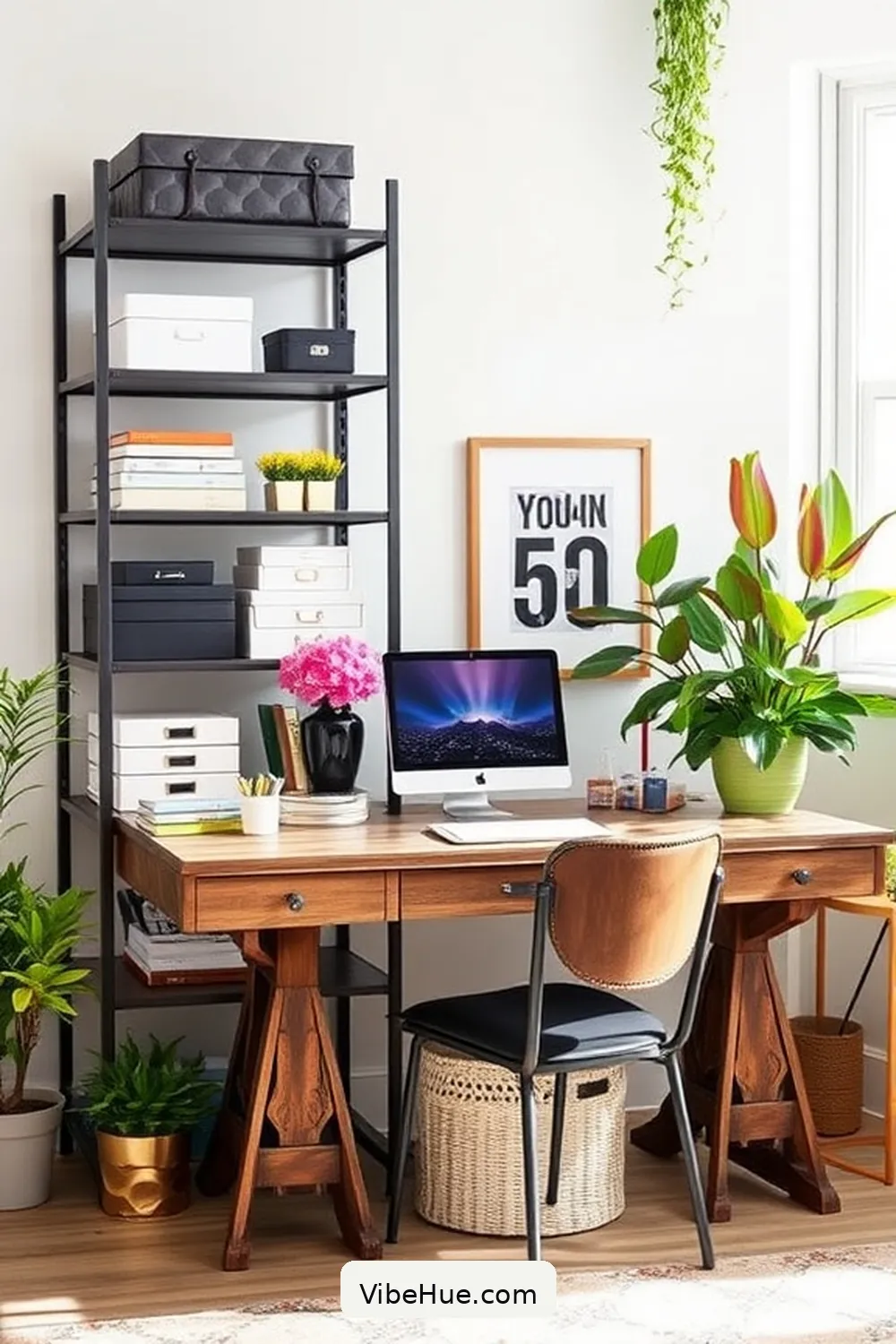 Invest in Versatile Storage Solutions for 18 Key Elements for a Summer Home Office in Industrial Style