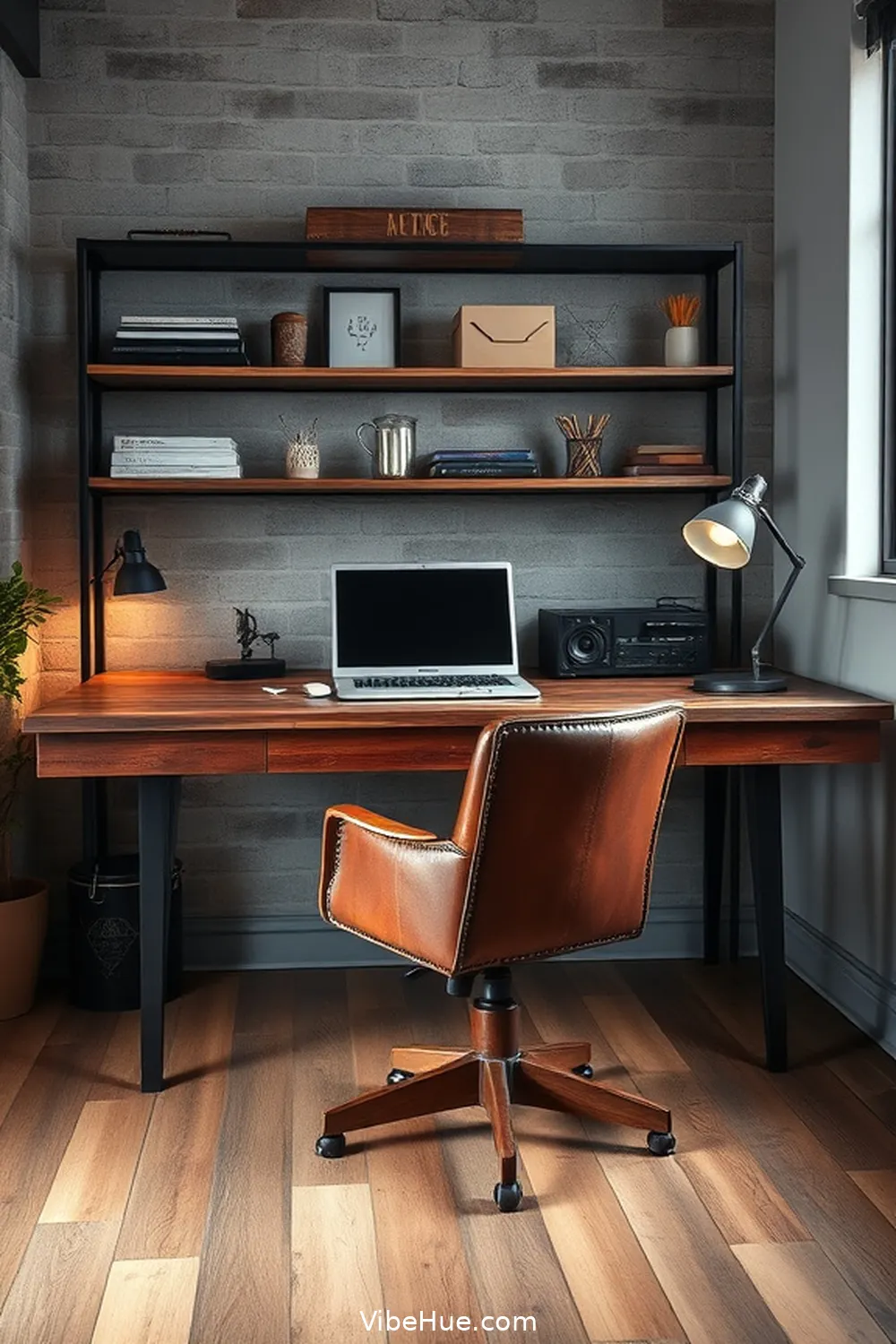 Opt for Vintage Furniture for 18 Key Elements for a Summer Home Office in Industrial Style