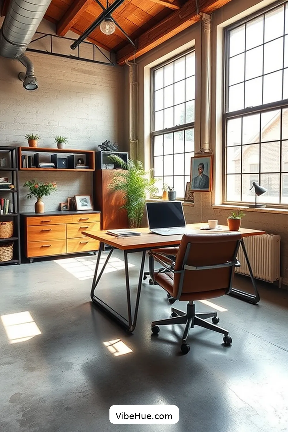 Select Appropriate Flooring for 18 Key Elements for a Summer Home Office in Industrial Style