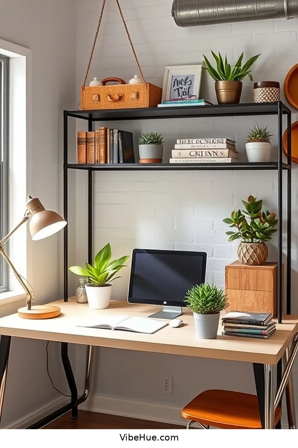 Use Functional Decor for 18 Key Elements for a Summer Home Office in Industrial Style