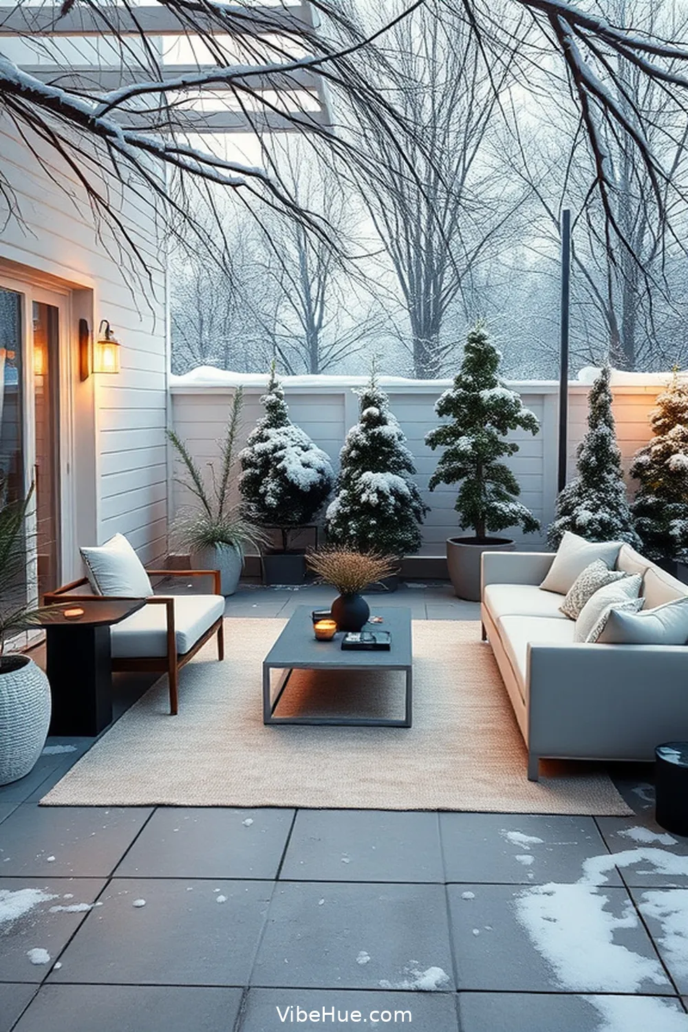 18 Minimalist Ideas for Your Winter Outdoor Patio Style 10 Utilize Sleek Outdoor Rugs for 18 Minimalist Ideas for Your Winter Outdoor Patio Style