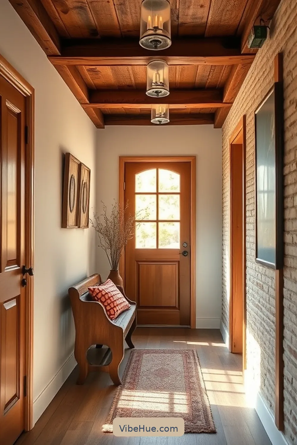Add Rustic Wooden Elements for 18 Tips for Year-Round Industrial Style in Your Hallway