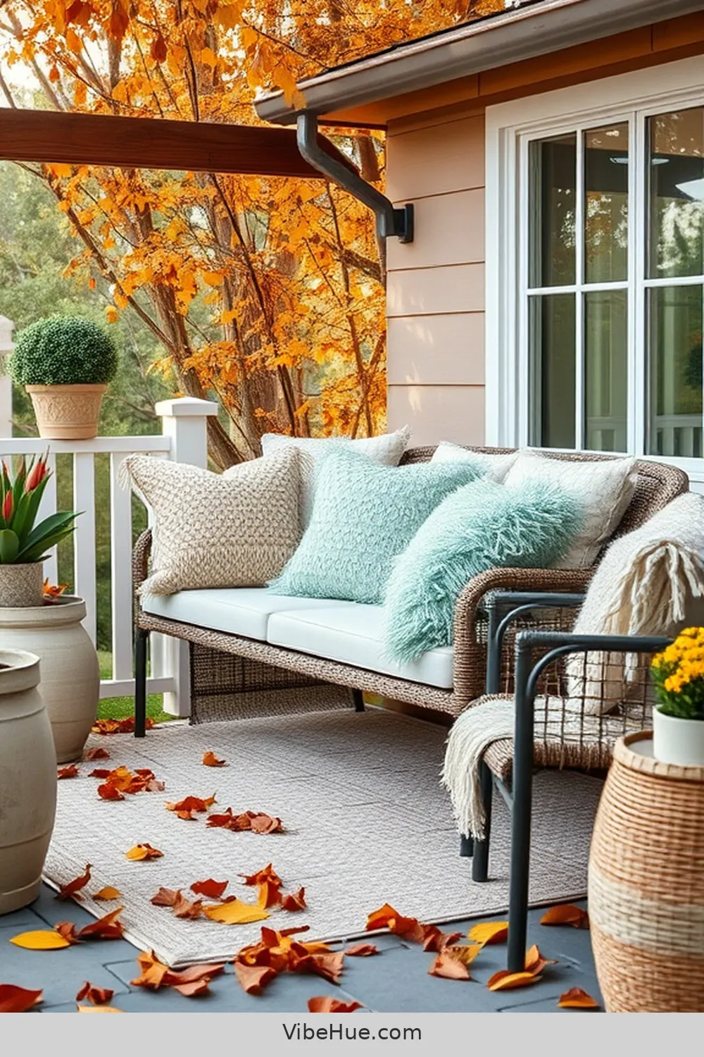 18 Ways to Achieve Coastal Style for Your Fall Outdoor Patio 5 Add Cozy Throw Pillows for 18 Ways to Achieve Coastal Style for Your Fall Outdoor Patio