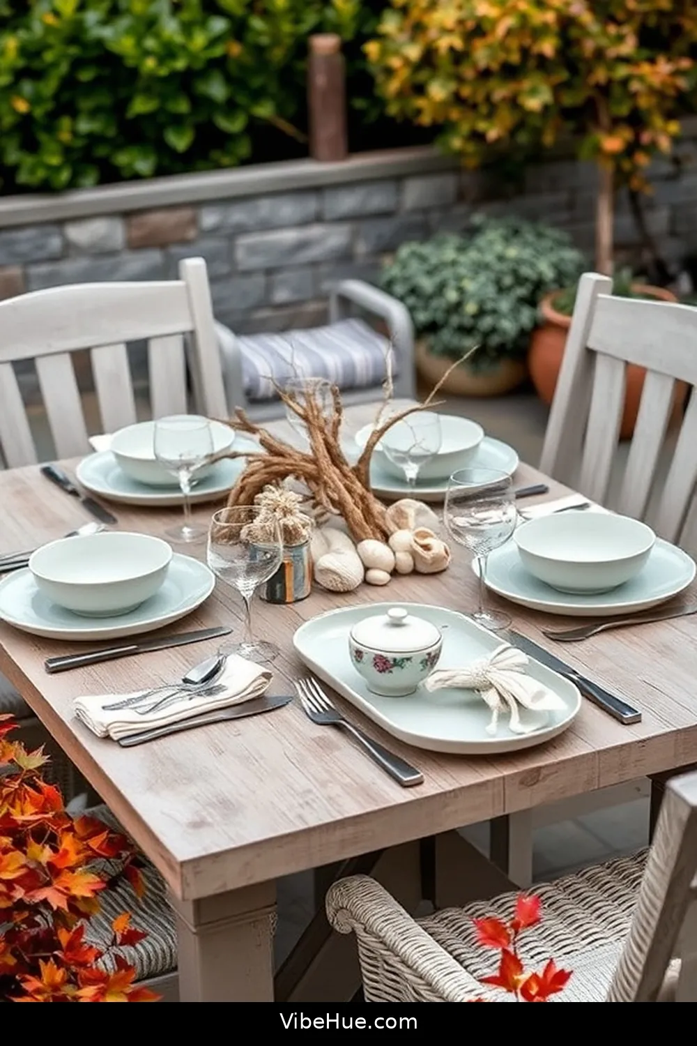 18 Ways to Achieve Coastal Style for Your Fall Outdoor Patio 16 Arrange Coastal-Themed Tableware for 18 Ways to Achieve Coastal Style for Your Fall Outdoor Patio