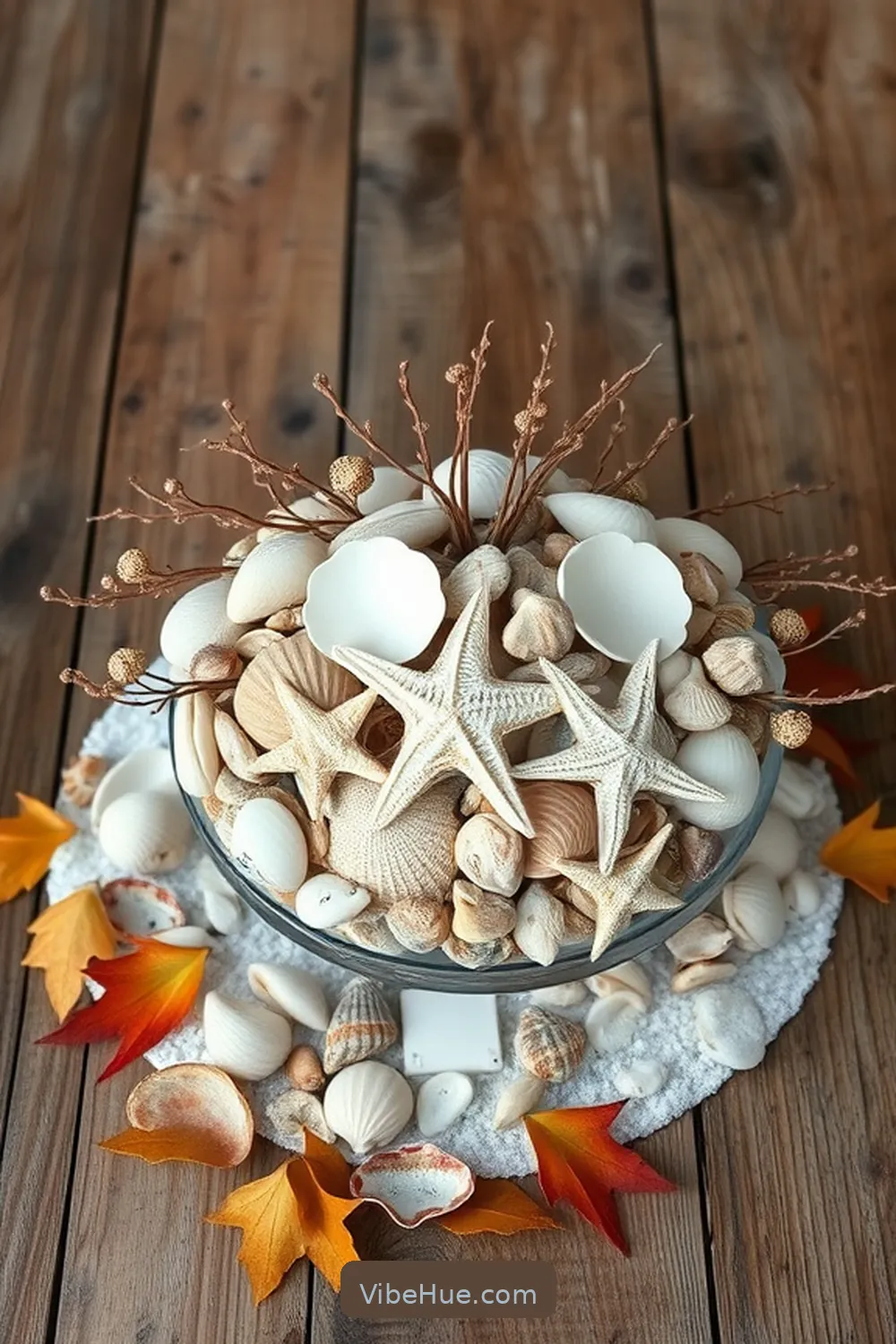 18 Ways to Achieve Coastal Style for Your Fall Outdoor Patio 11 Create a Seashell Centerpiece for 18 Ways to Achieve Coastal Style for Your Fall Outdoor Patio
