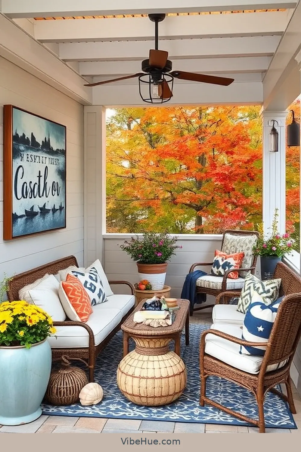18 Ways to Achieve Coastal Style for Your Fall Outdoor Patio 7 Hang Nautical-Inspired Artwork for 18 Ways to Achieve Coastal Style for Your Fall Outdoor Patio
