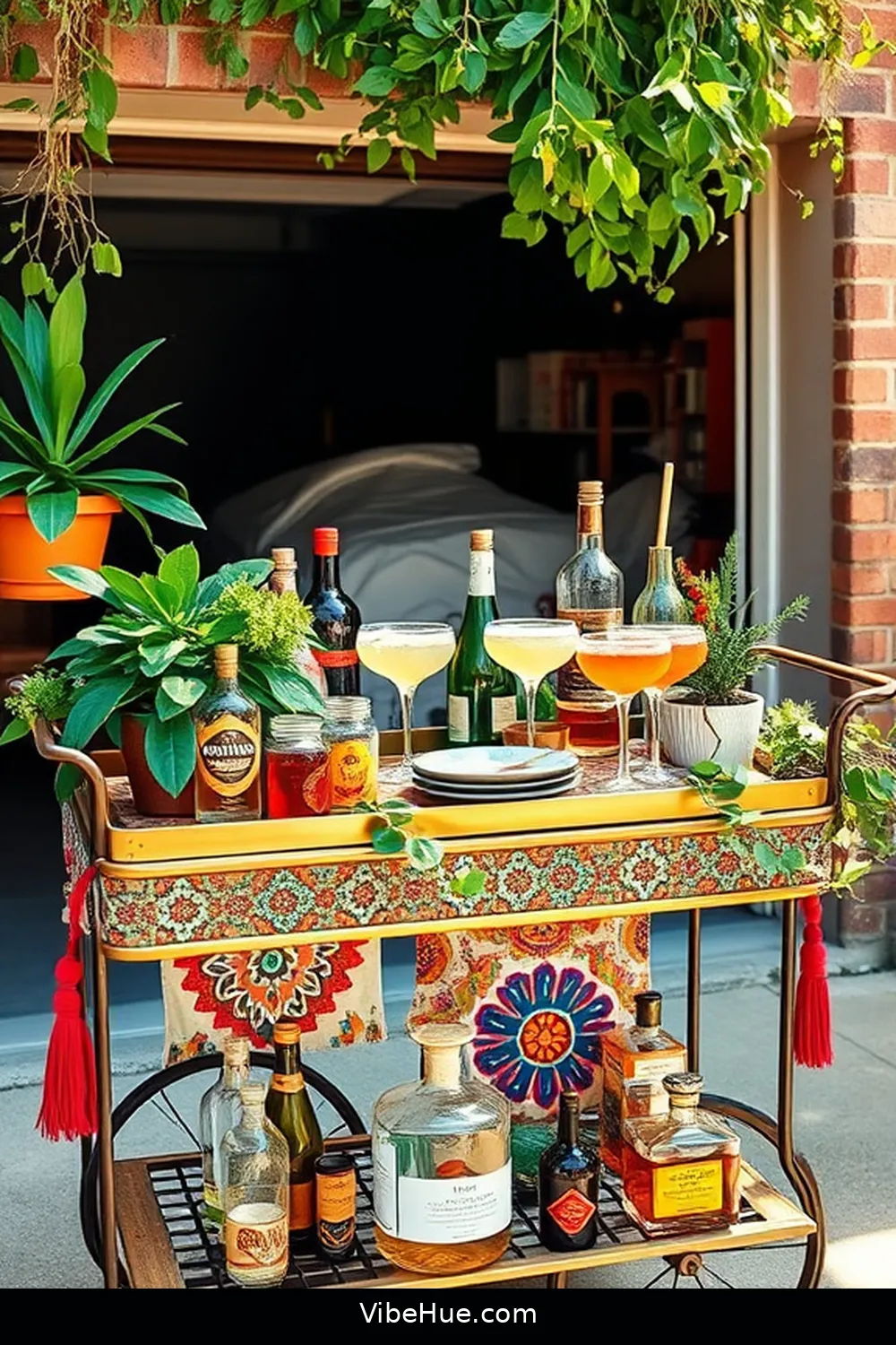 18 Ways to Create a Bohemian Style Summer Garage 10 Install a Bohemian Bar Cart for 18 Ways to Create a Bohemian Style Summer Garage