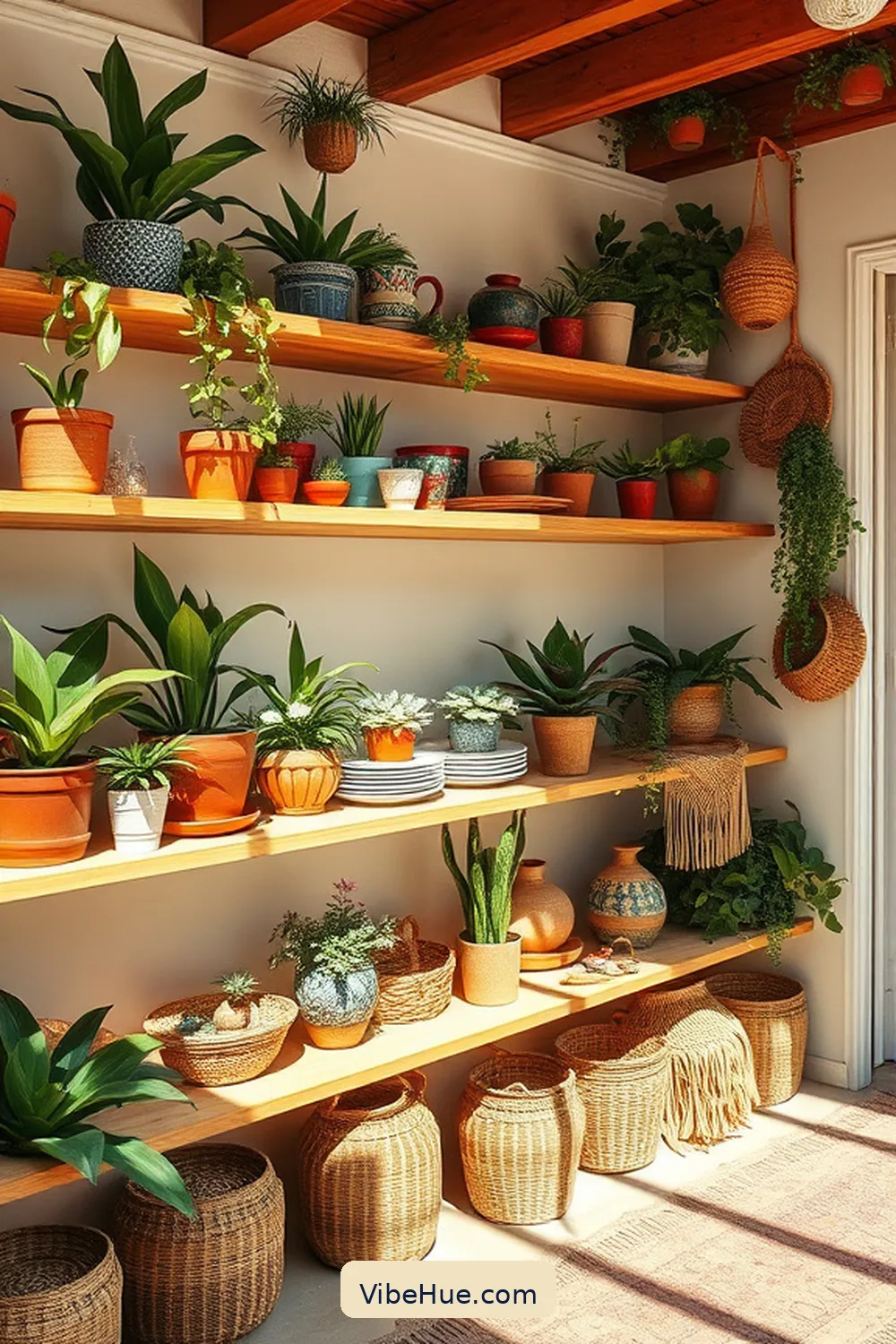 18 Ways to Create a Bohemian Style Summer Garage 12 Utilize Open Shelving for Decor for 18 Ways to Create a Bohemian Style Summer Garage