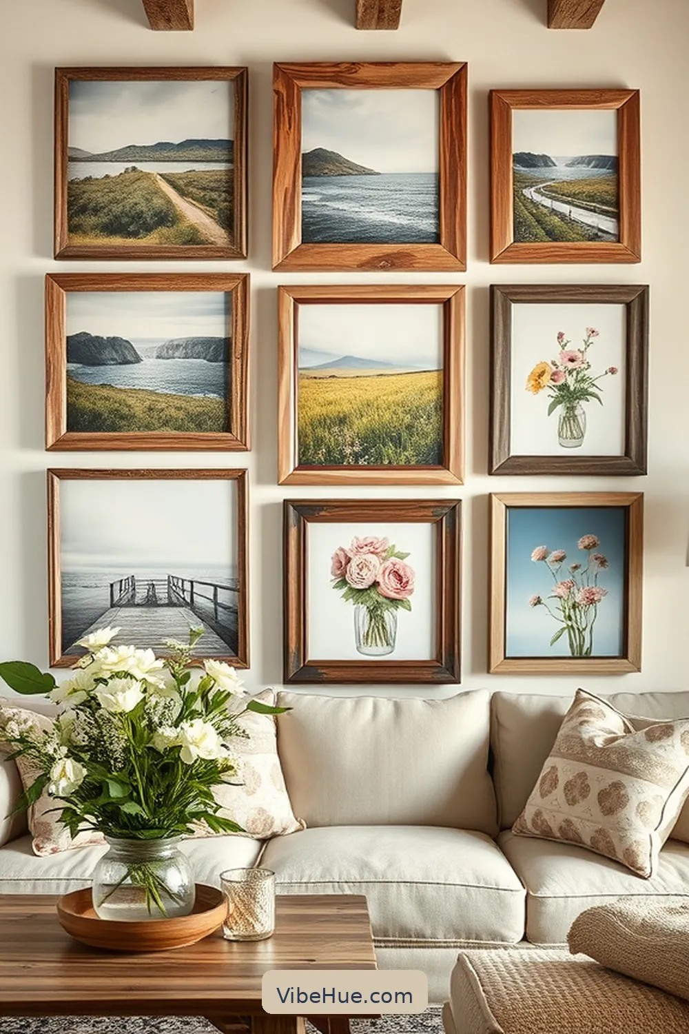 18 Ways to Create a Rustic Style Summer Living Room 18 Create a Gallery Wall With Rustic Frames for 18 Ways to Create a Rustic Style Summer Living Room