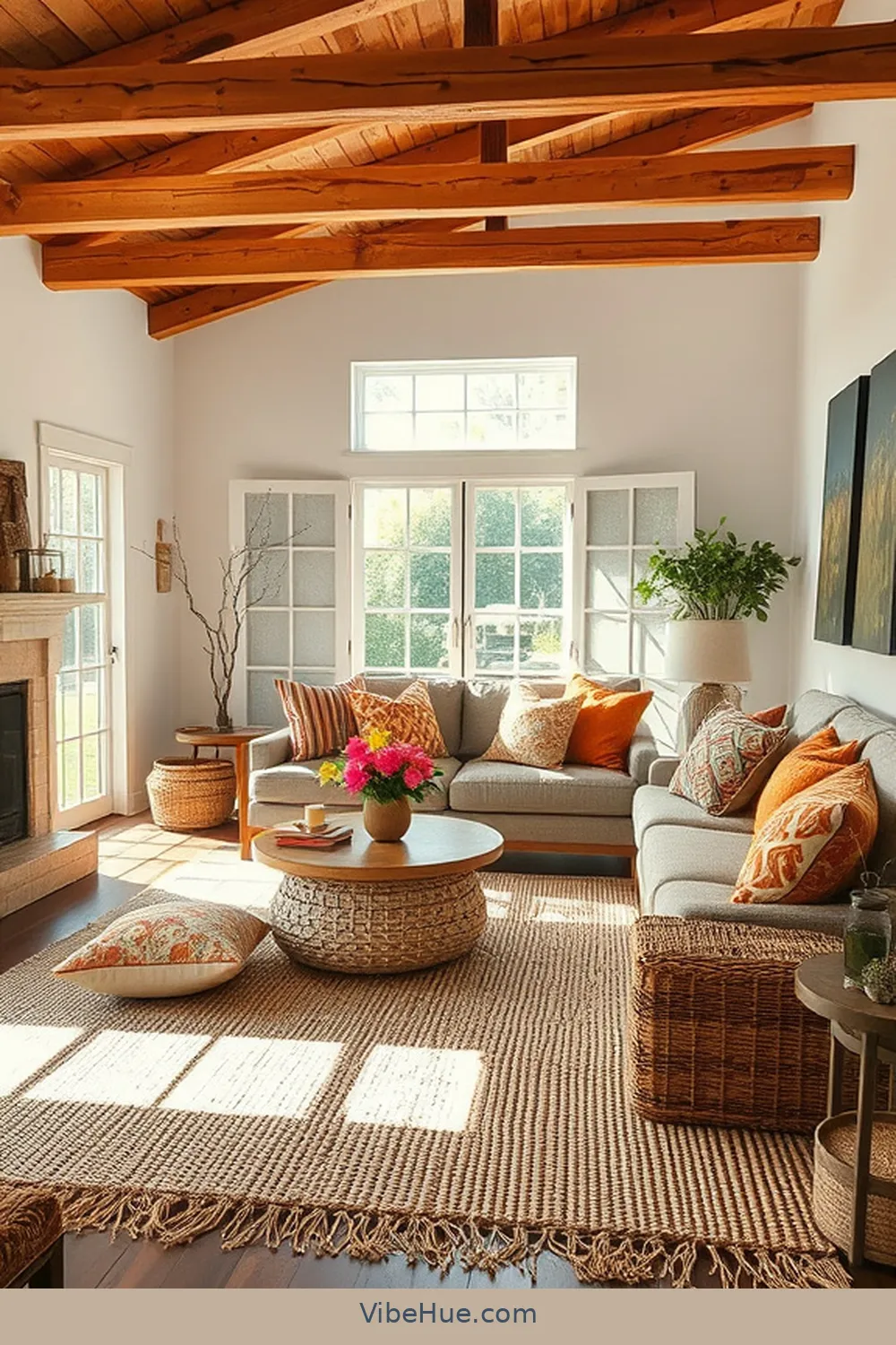 18 Ways to Create a Rustic Style Summer Living Room 14 Integrate Natural Fiber Rugs for 18 Ways to Create a Rustic Style Summer Living Room