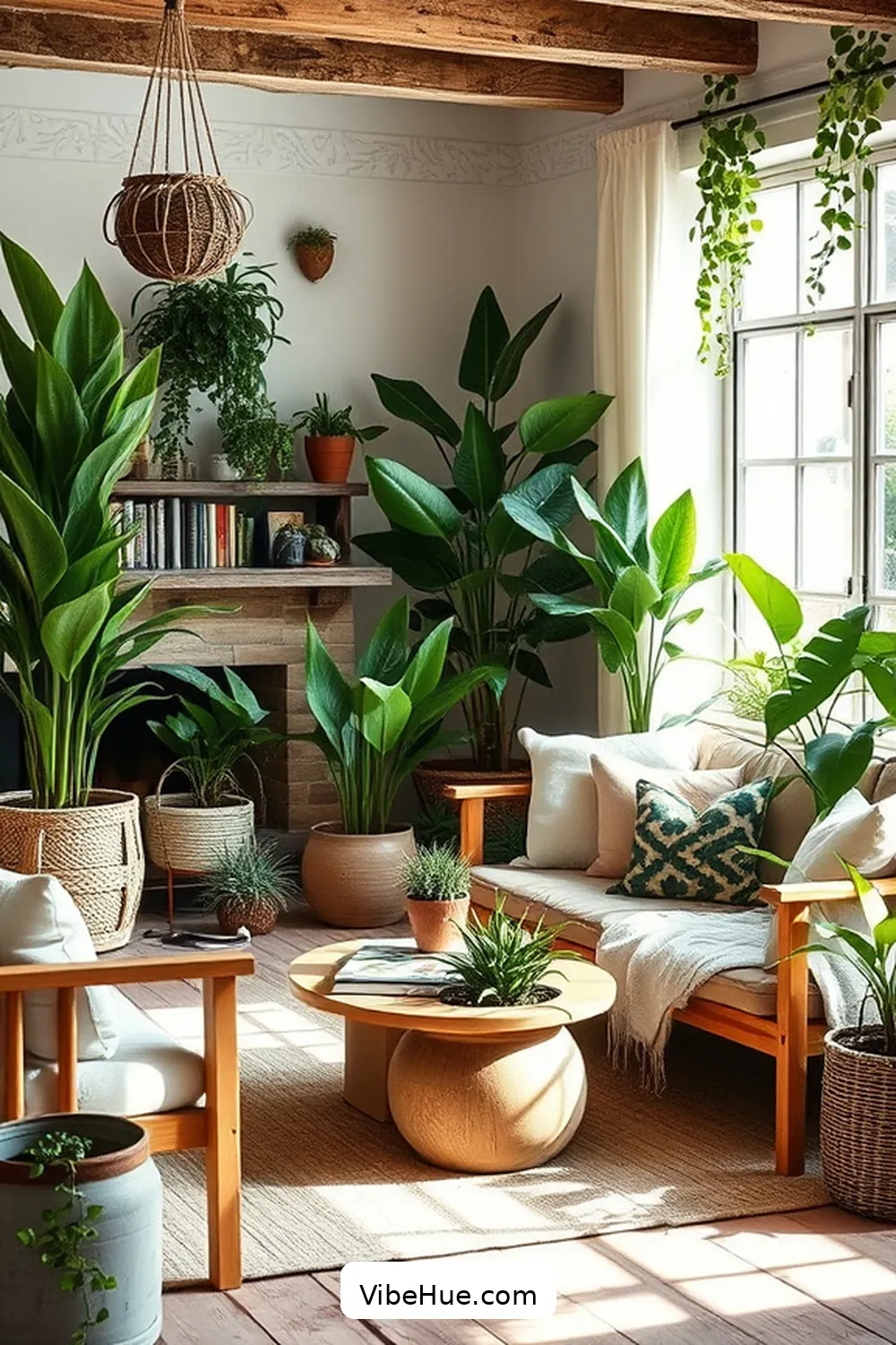 18 Ways to Create a Rustic Style Summer Living Room 9 Introduce Greenery With Potted Plants for 18 Ways to Create a Rustic Style Summer Living Room
