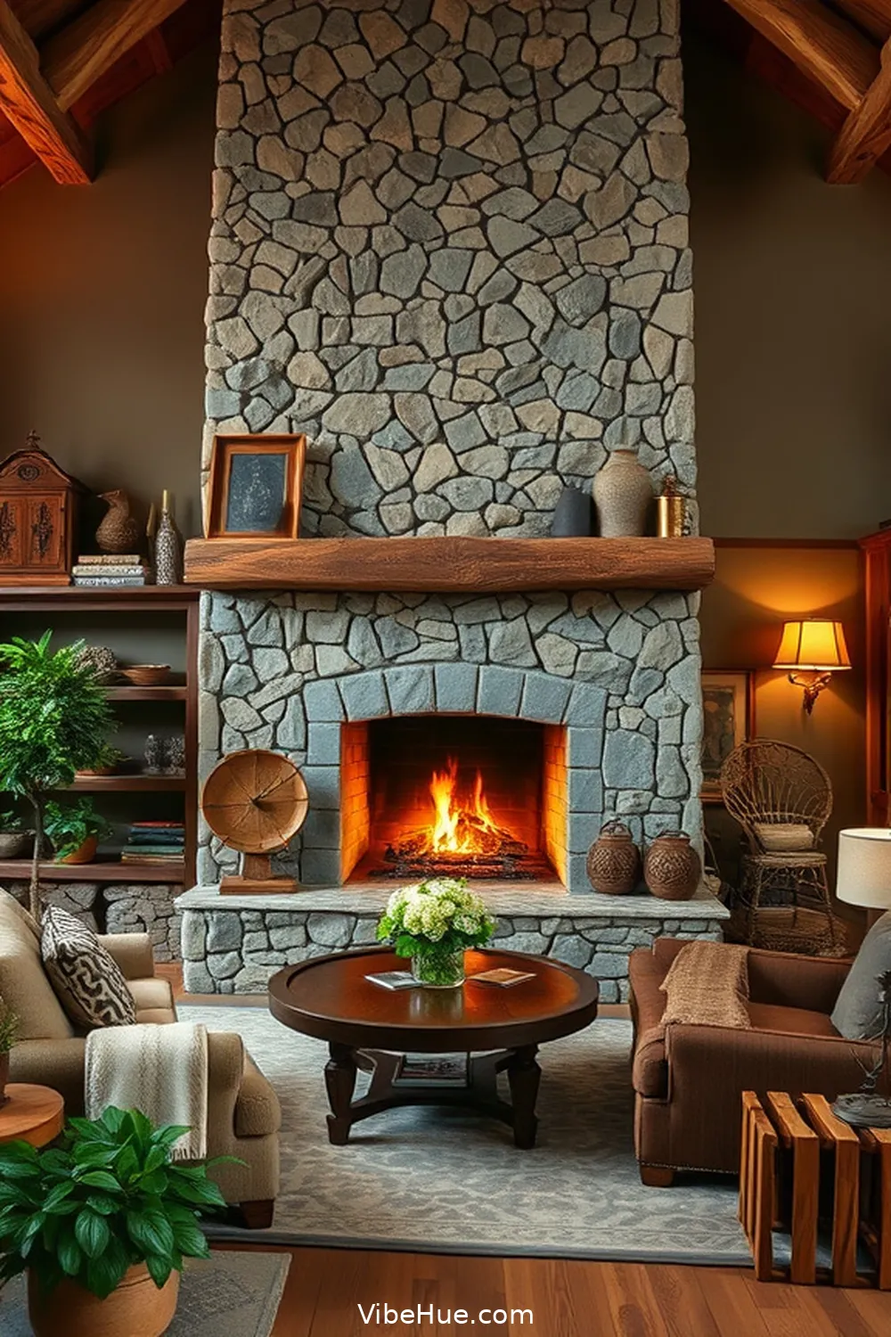 18 Ways to Create a Rustic Style Summer Living Room 15 Set a Stone Fireplace Focal Point for 18 Ways to Create a Rustic Style Summer Living Room