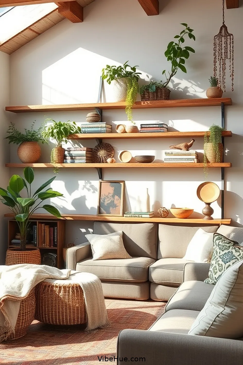 18 Ways to Create a Rustic Style Summer Living Room 13 Utilize Reclaimed Wood Shelves for 18 Ways to Create a Rustic Style Summer Living Room