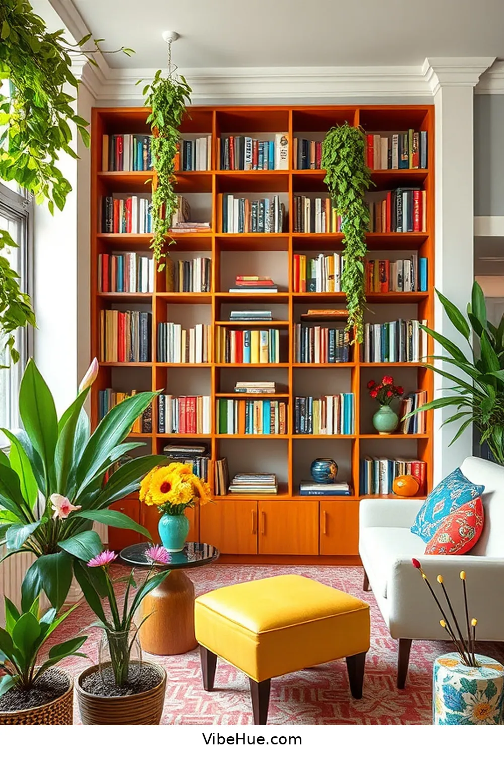 18 Ways to Create a Spring Library in Mid-Century Modern Style 4 Add a Statement Bookshelf for 18 Ways to Create a Spring Library in Mid-Century Modern Style