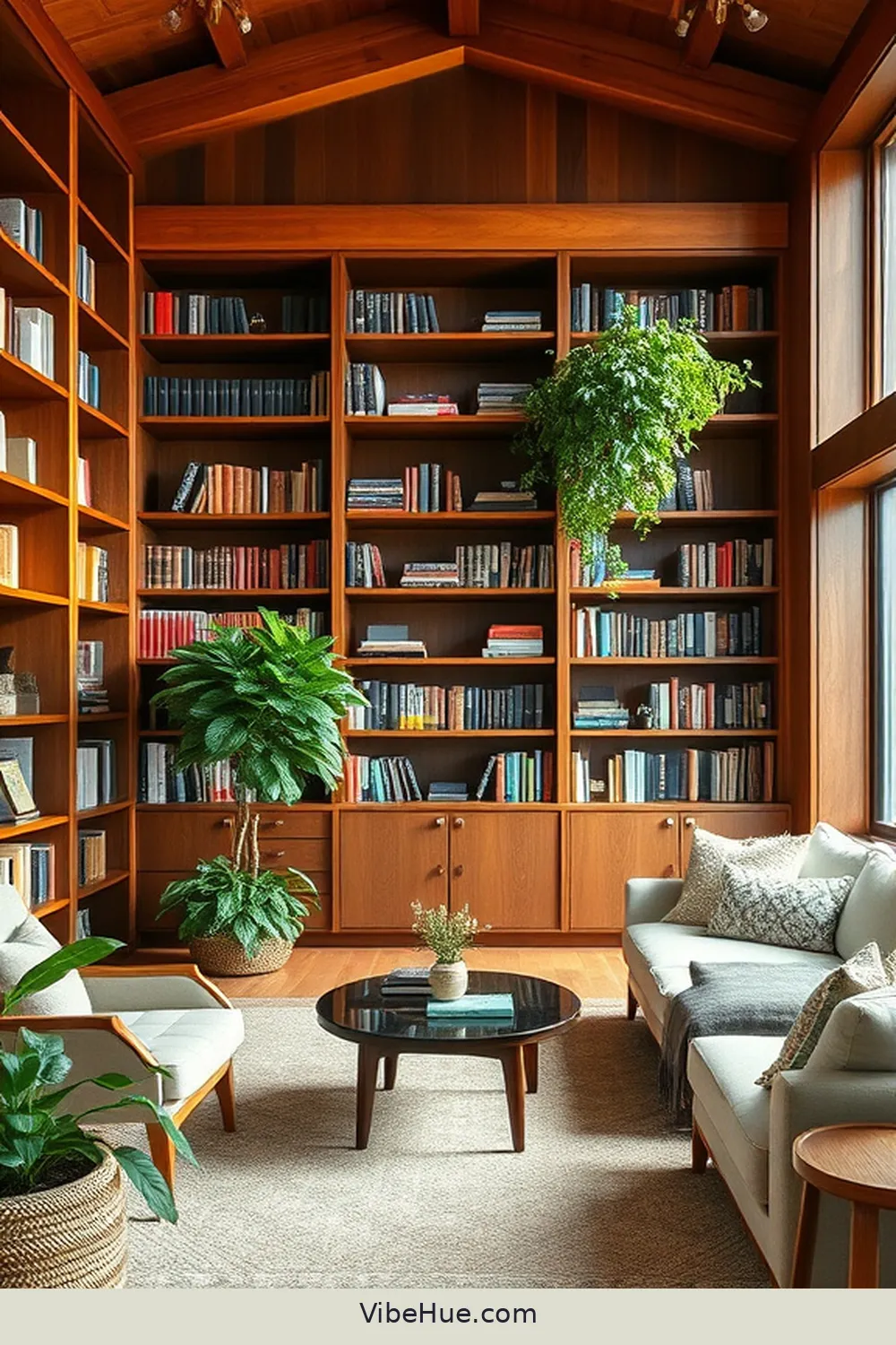 18 Ways to Create a Spring Library in Mid-Century Modern Style 3 Embrace Natural Materials for 18 Ways to Create a Spring Library in Mid-Century Modern Style