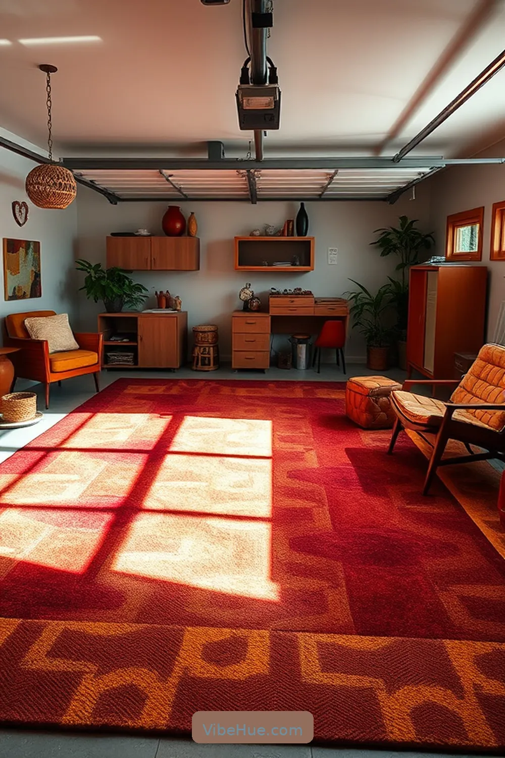18 Ways to Style Your Garage With Mid-Century Modern Fall Decor 5 Add Geometric Patterns With Rugs for 18 Ways to Style Your Garage With Mid-Century Modern Fall Decor