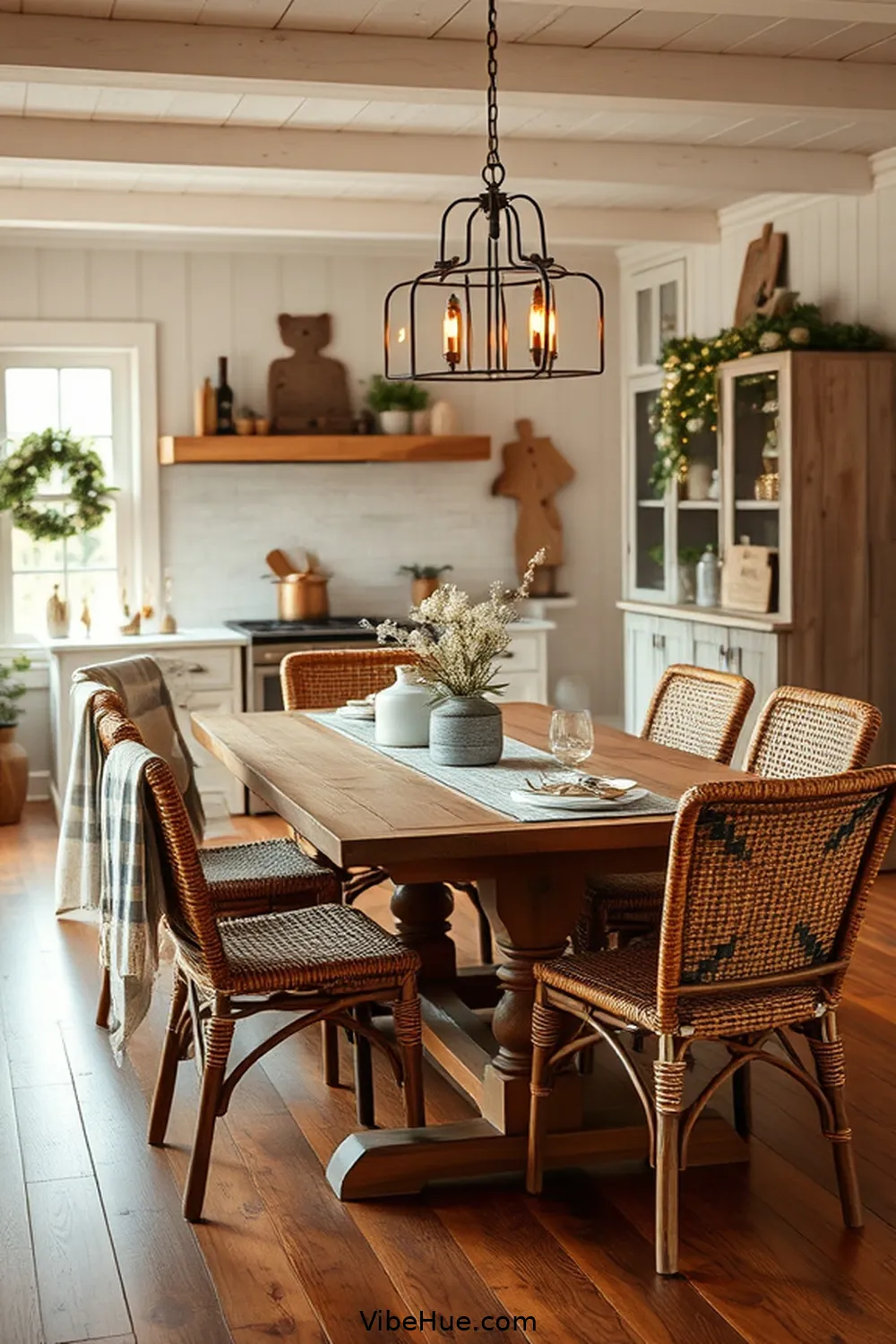 19 Cozy Ideas for a Winter Kitchen in Modern Farmhouse Style 7 Inviting Dining Area for 19 Cozy Ideas for a Winter Kitchen in Modern Farmhouse Style