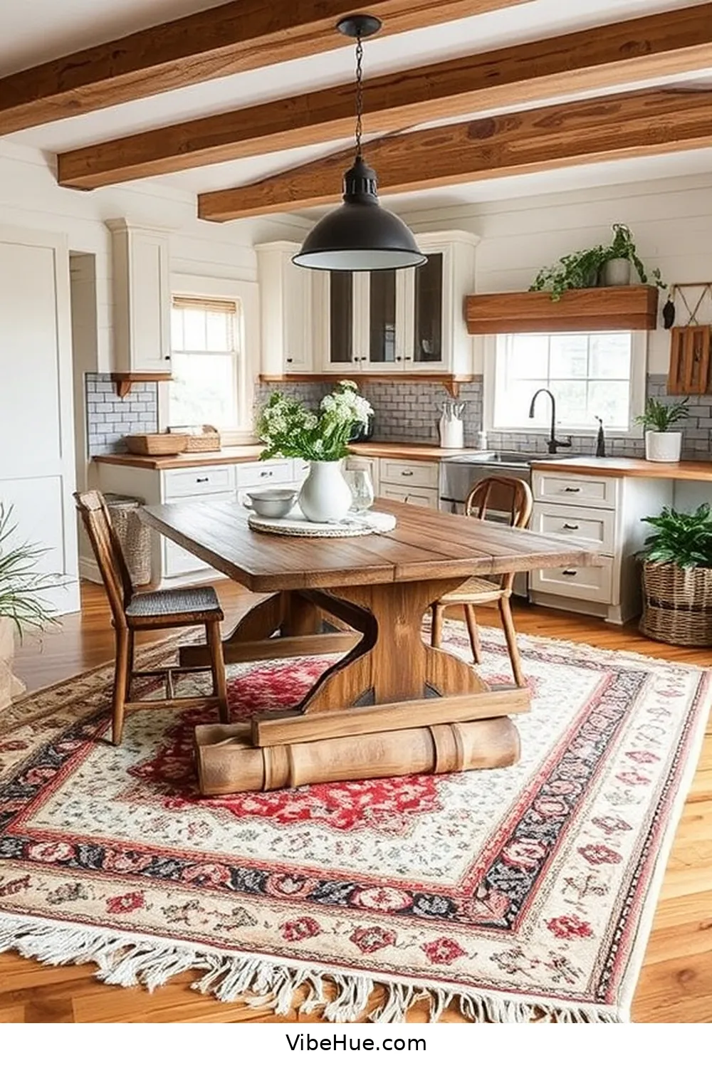 19 Cozy Ideas for a Winter Kitchen in Modern Farmhouse Style 17 Layered Rugs for Comfort for 19 Cozy Ideas for a Winter Kitchen in Modern Farmhouse Style