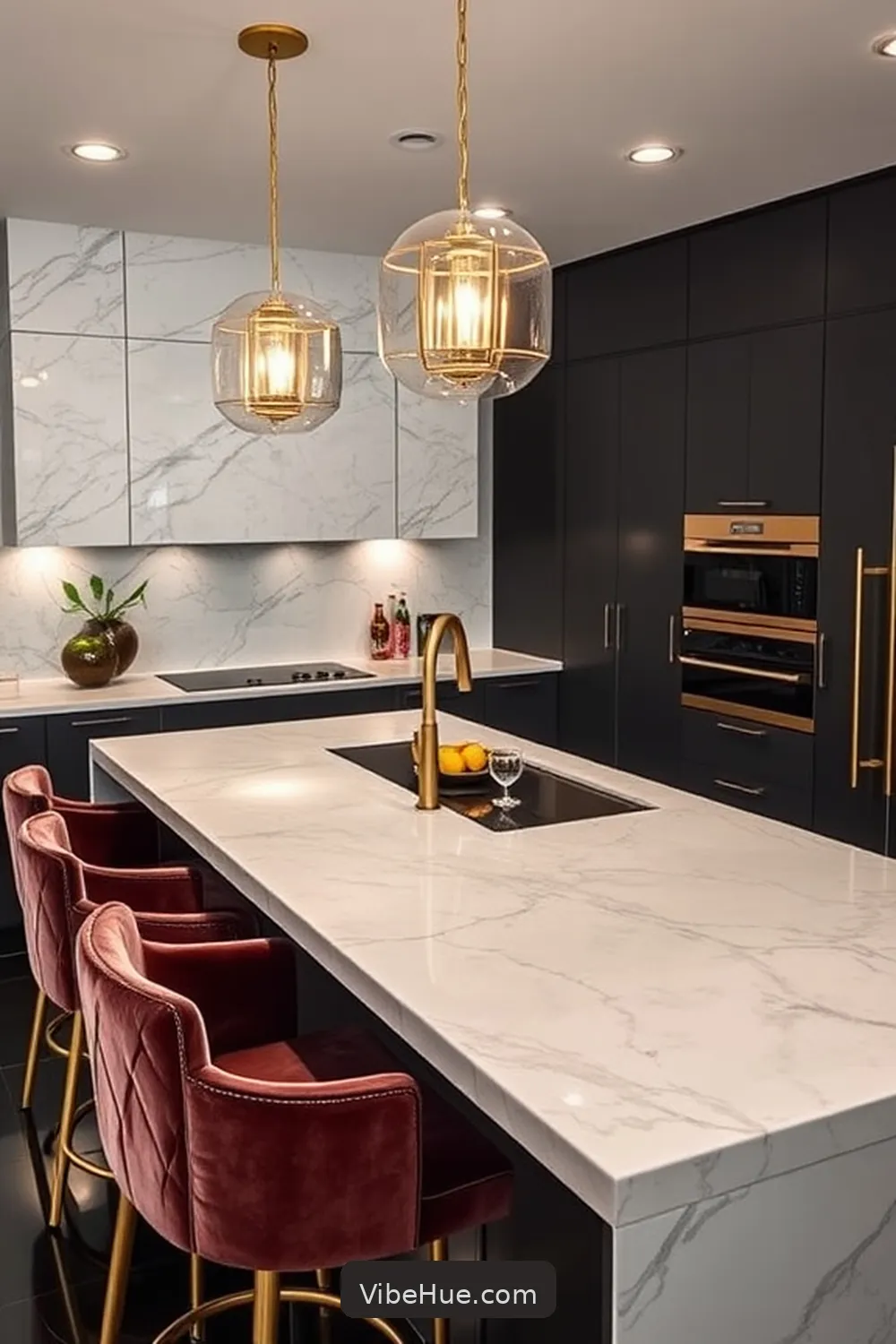 Luxurious Materials for 19 Essential Elements for Year-Round Kitchen Modern Glam Style
