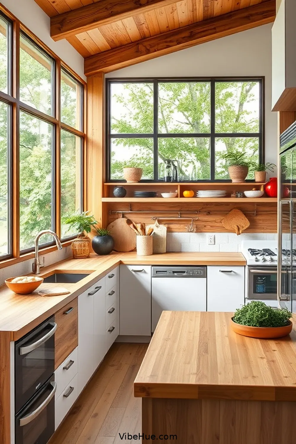 Sustainable Materials for 19 Essential Features of a Year-Round Kitchen in Contemporary Style