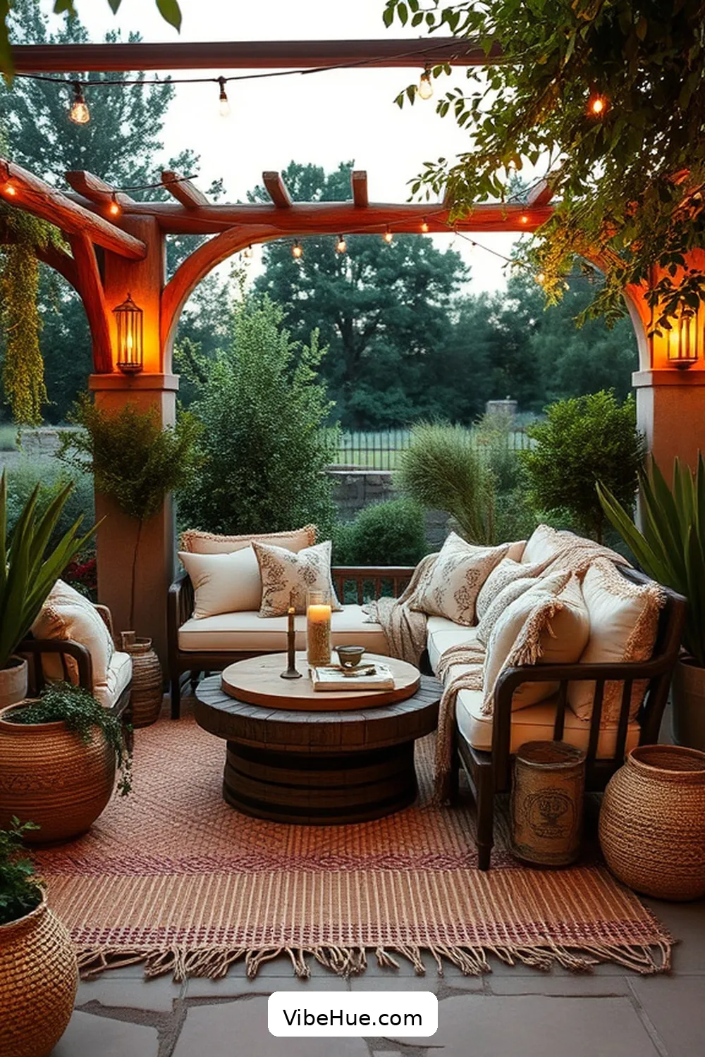 19 Tips for Year-Round Rustic Style Outdoor Patio Design 5 Add Cozy Textiles for 19 Tips for Year-Round Rustic Style Outdoor Patio Design
