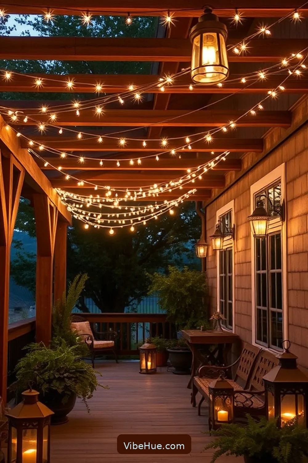 19 Tips for Year-Round Rustic Style Outdoor Patio Design 16 Hang String Lights for 19 Tips for Year-Round Rustic Style Outdoor Patio Design