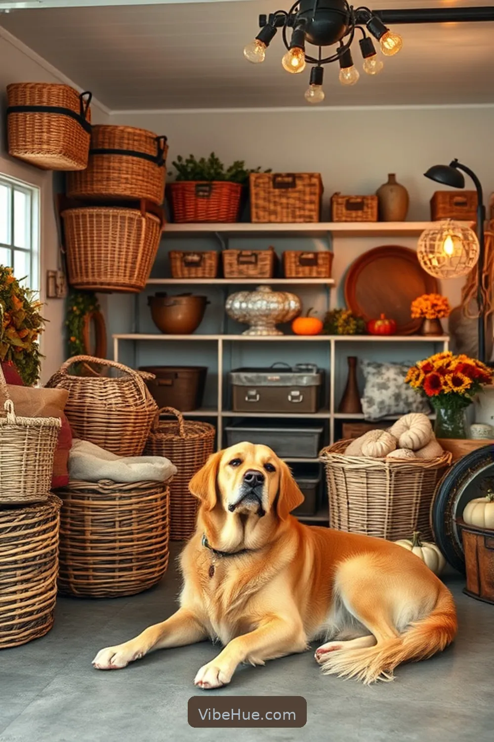 19 Ways to Create a Cozy Fall Garage in Modern Farmhouse Style 12 11. Organize With Baskets and Bins for 19 Ways to Create a Cozy Fall Garage in Modern Farmhouse Style
