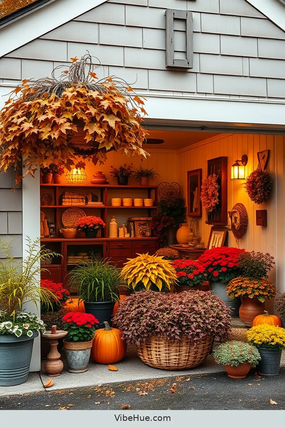 19 Ways to Create a Cozy Fall Garage in Modern Farmhouse Style 13 12. Showcase Potted Fall Plants for 19 Ways to Create a Cozy Fall Garage in Modern Farmhouse Style